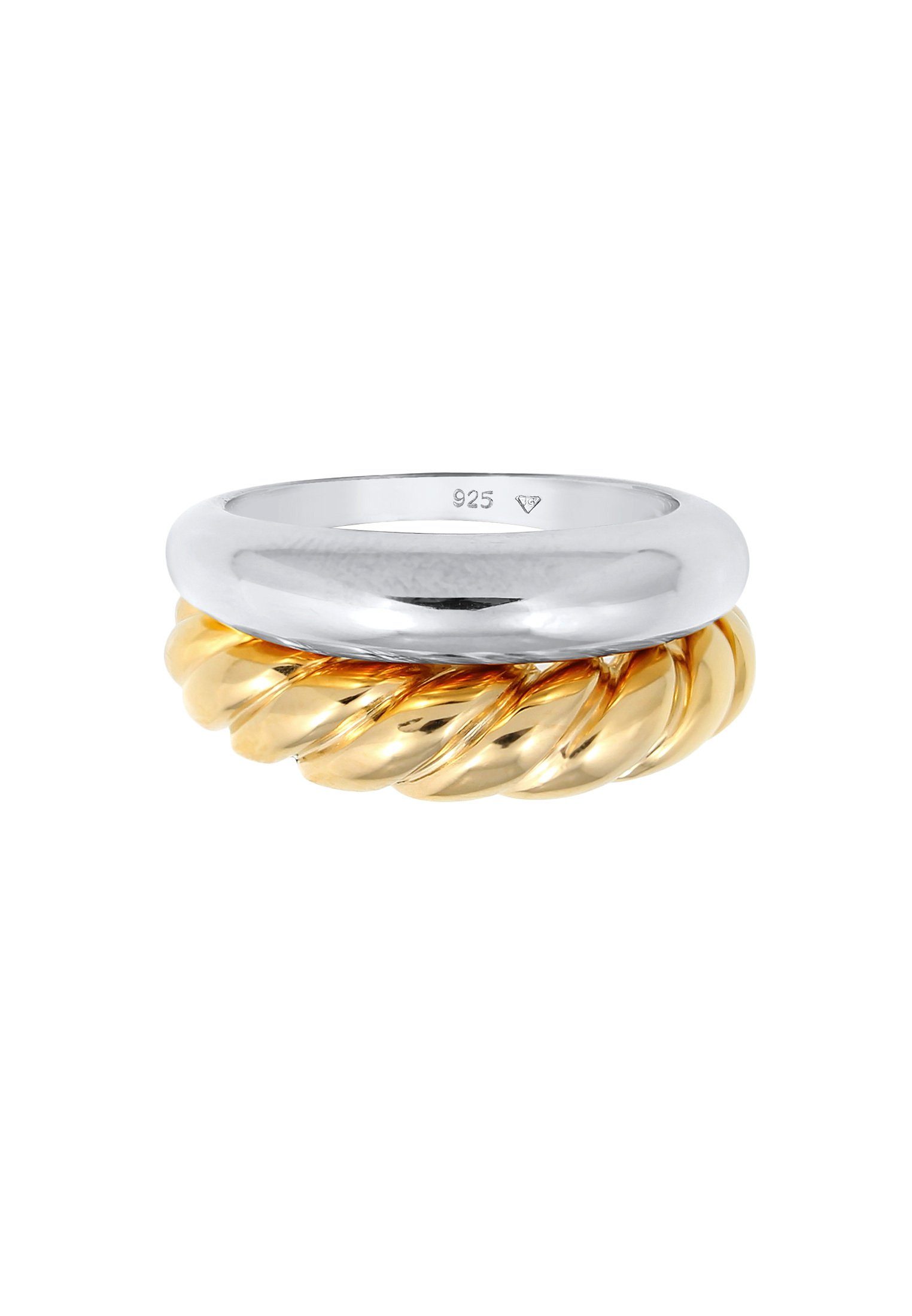 Ring-Set Twisted Set tlg) Silber, Elli Classic Bandring 925 Premium (2 Gedreht Bunt