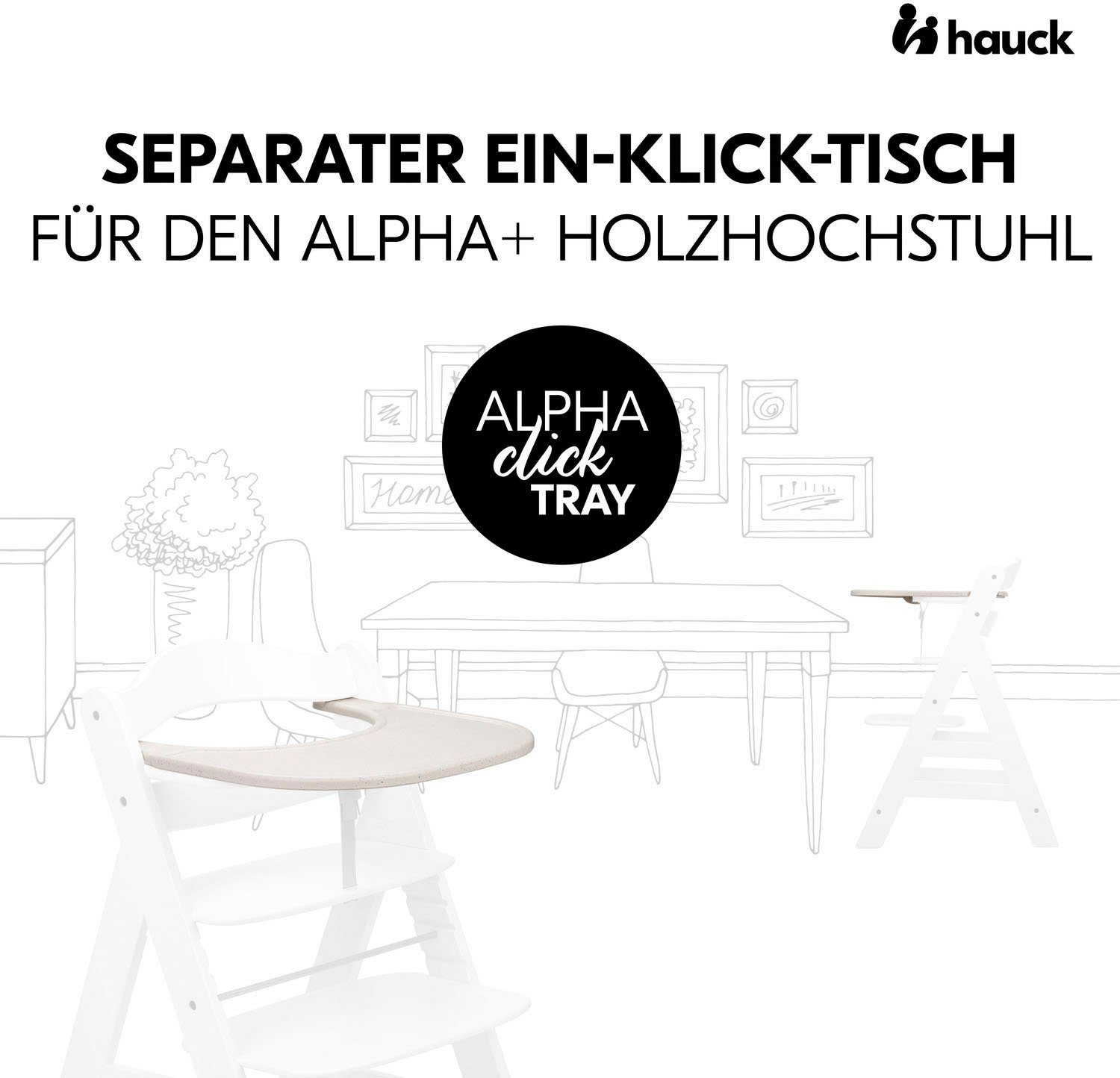 Hauck Hochstuhltablett Alpha Click Tray, Speckle Beige, Kunststoff, aus rec günstig online kaufen