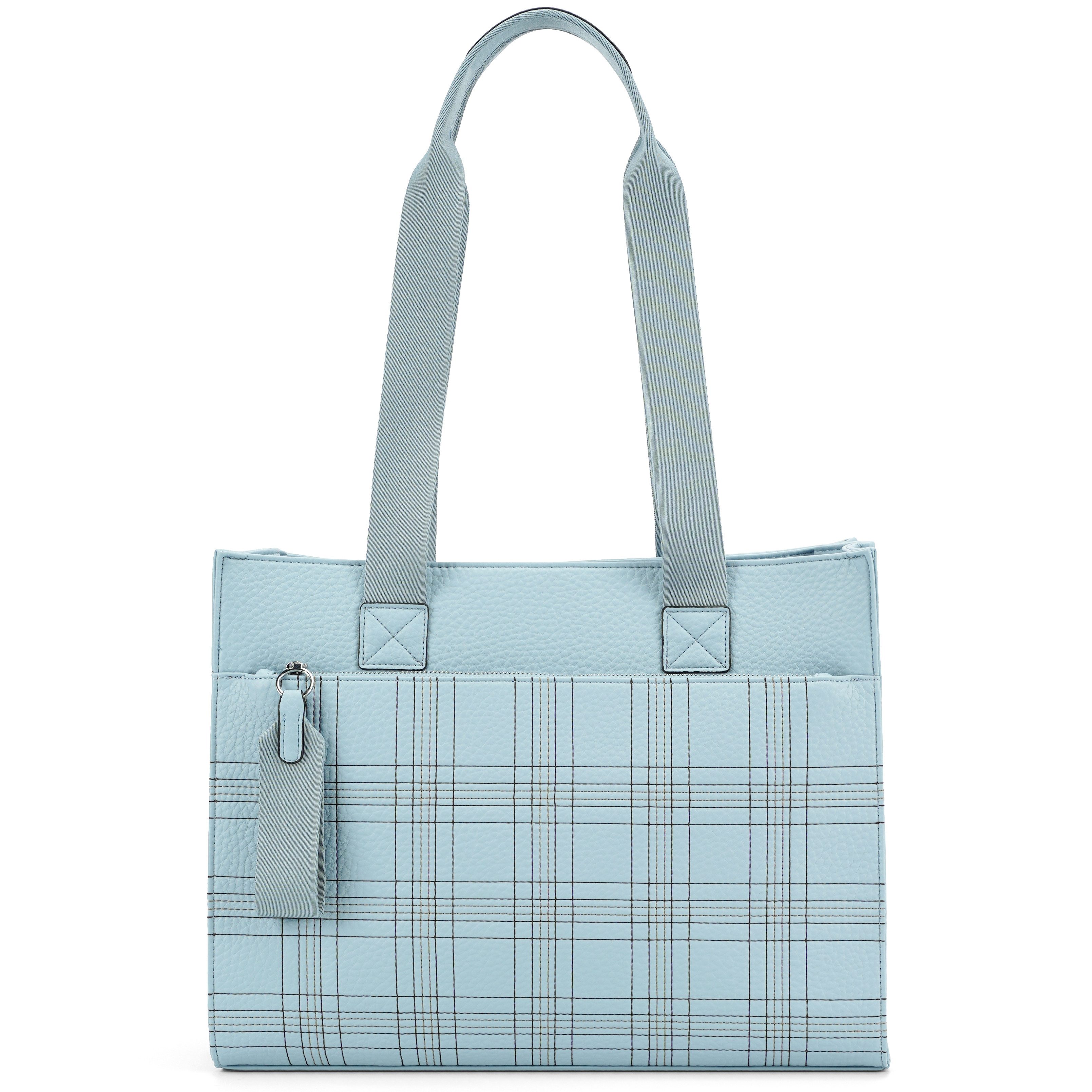 MIRROSI Shopper Damen Tasche Leder-Optik – große Schultertasche mit Karomuster, ca. 42 x 14 x 33 cm, Reißverschluss & langem Riemen