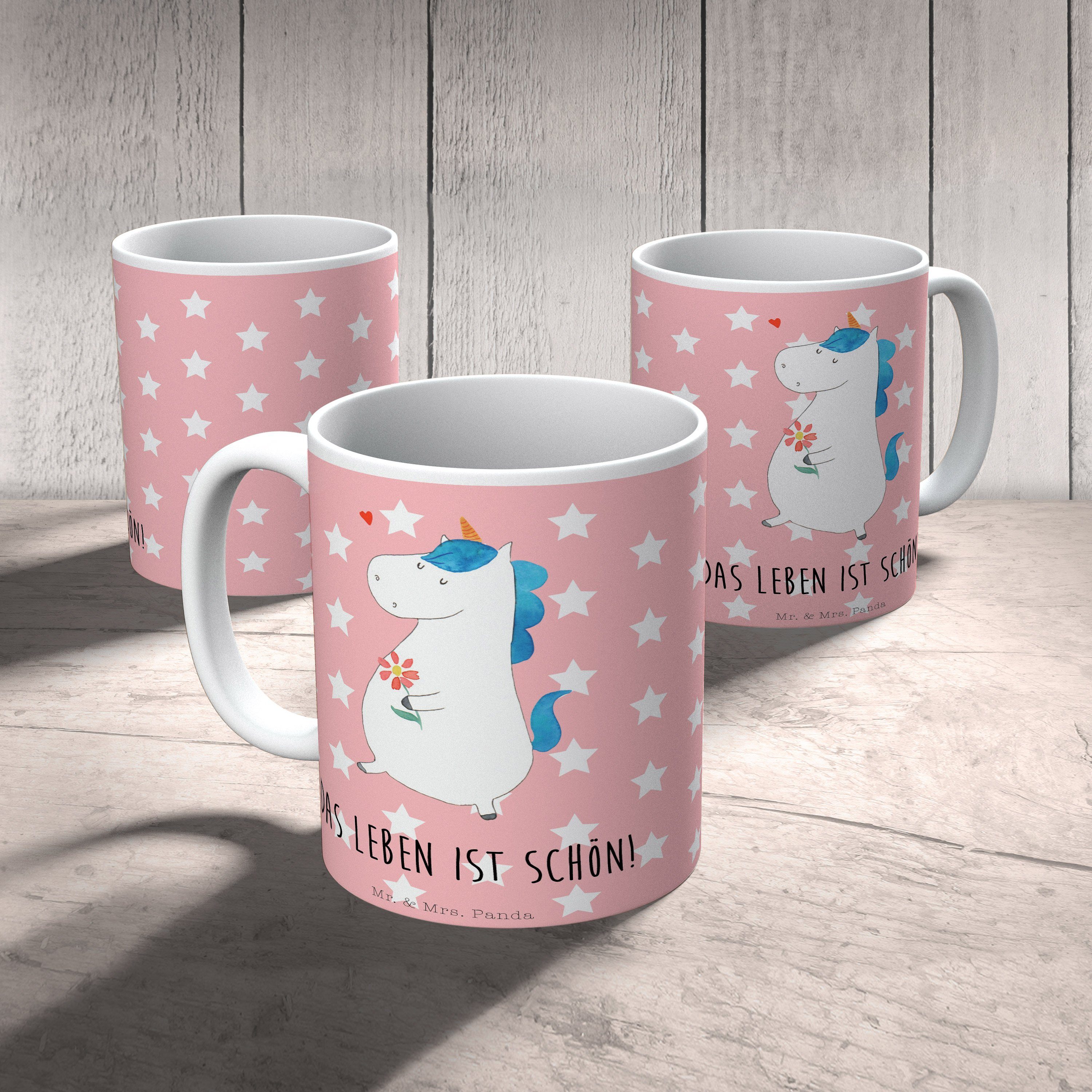 Einhorn Keramik - Mrs. & Mr. - Rot Einhörner, Spaziergang Kaffeebecher, Tasse Geschenk, Pastell Panda