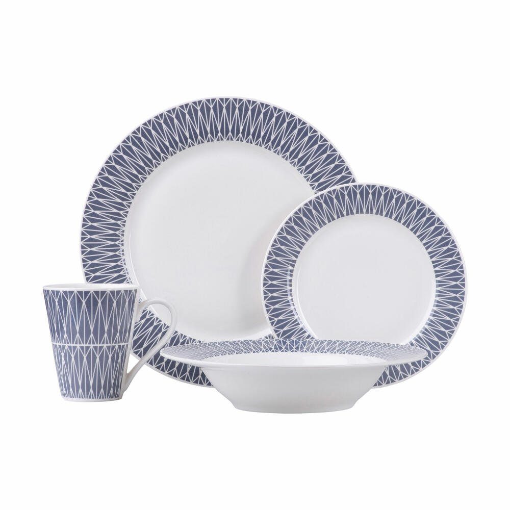 Maxwell & Williams Сервірування столу ZENITH Set 16-tlg. Blau (16-tlg), 4 Personen, Porzellan