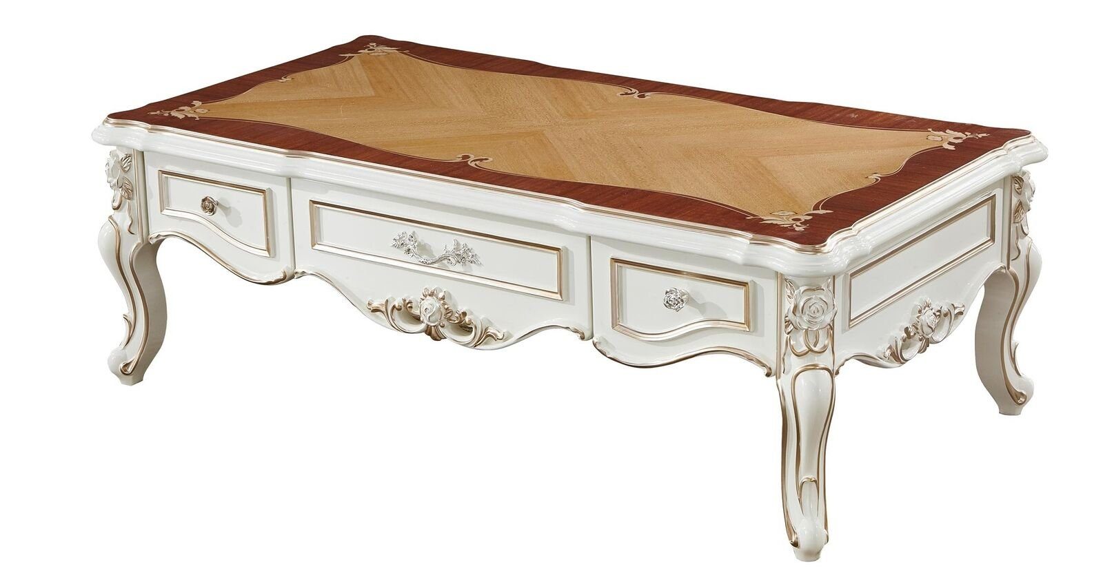 JVmoebel Couchtisch Weiß Couchtisch Luxus Design Tische Klassische Möbel Neu (Nur Couchtisch), Holzschnitzerei