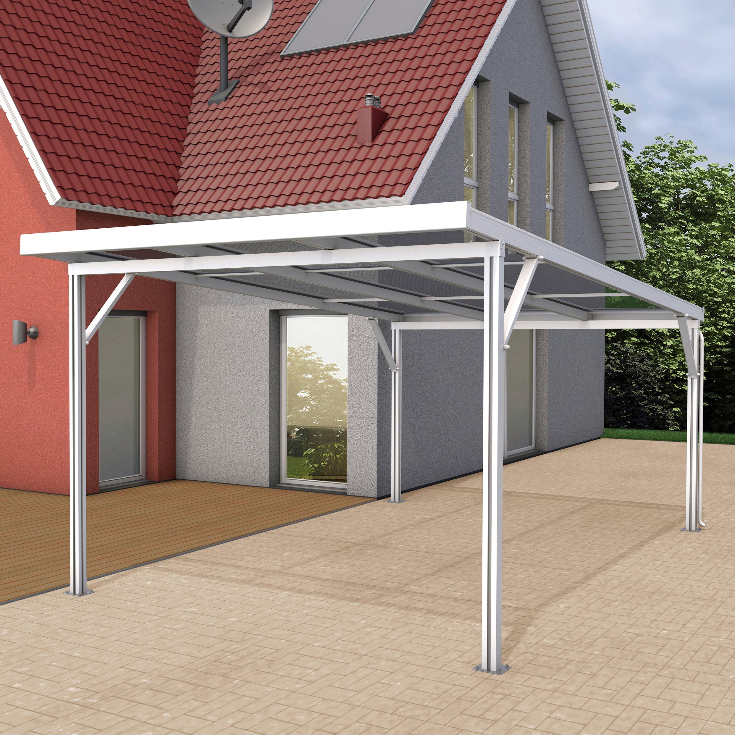 Hochgelobt GUTTA Einzelcarport Premium, BxT: 200 cm, bronce cm Dacheindeckung Einfahrtshöhe, 309,4x562 weiß Polycarbonat