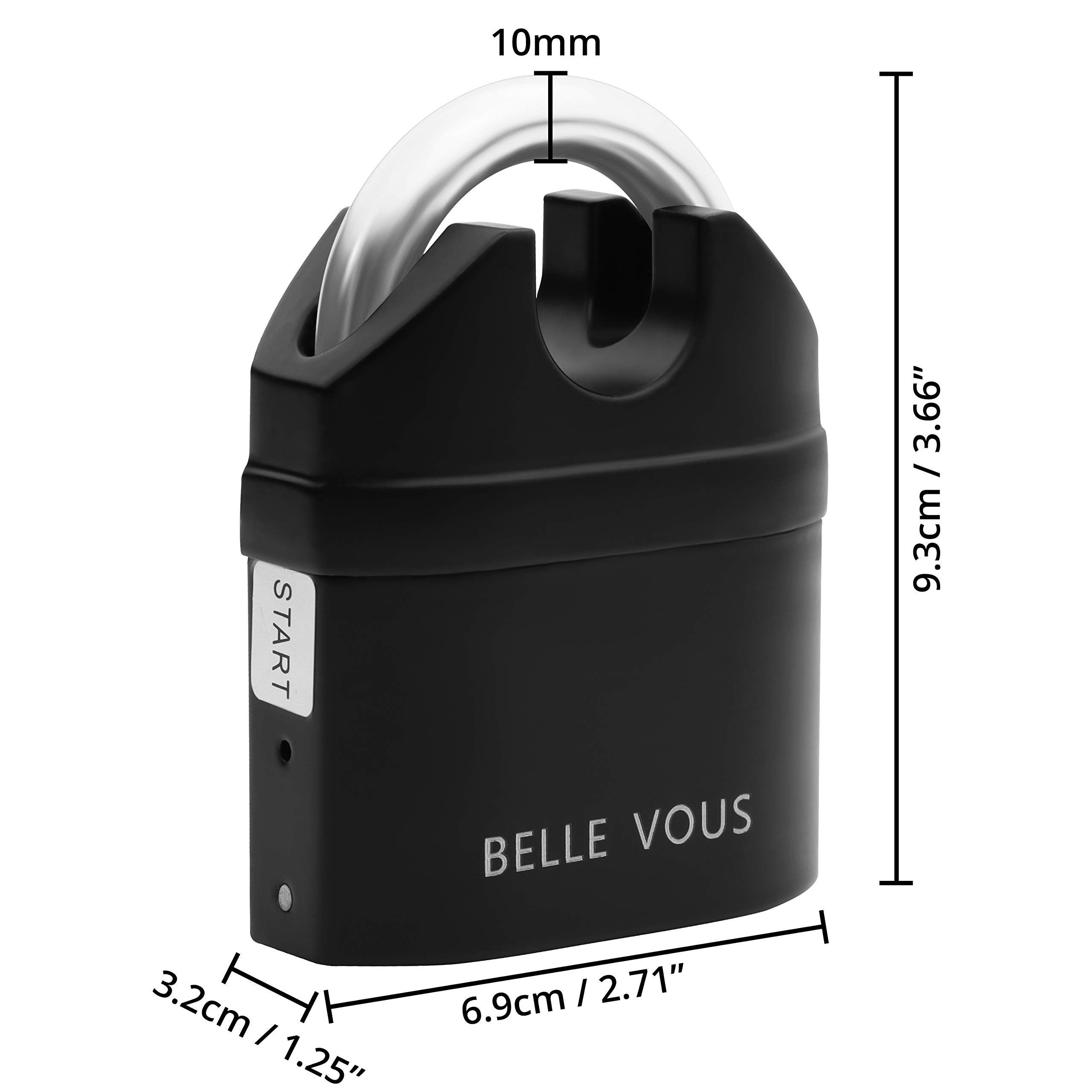 Belle Vous Vorhängeschloss Belle Vous Alarmschloss 110 dB mit 3 Schlüsseln, wetterfest