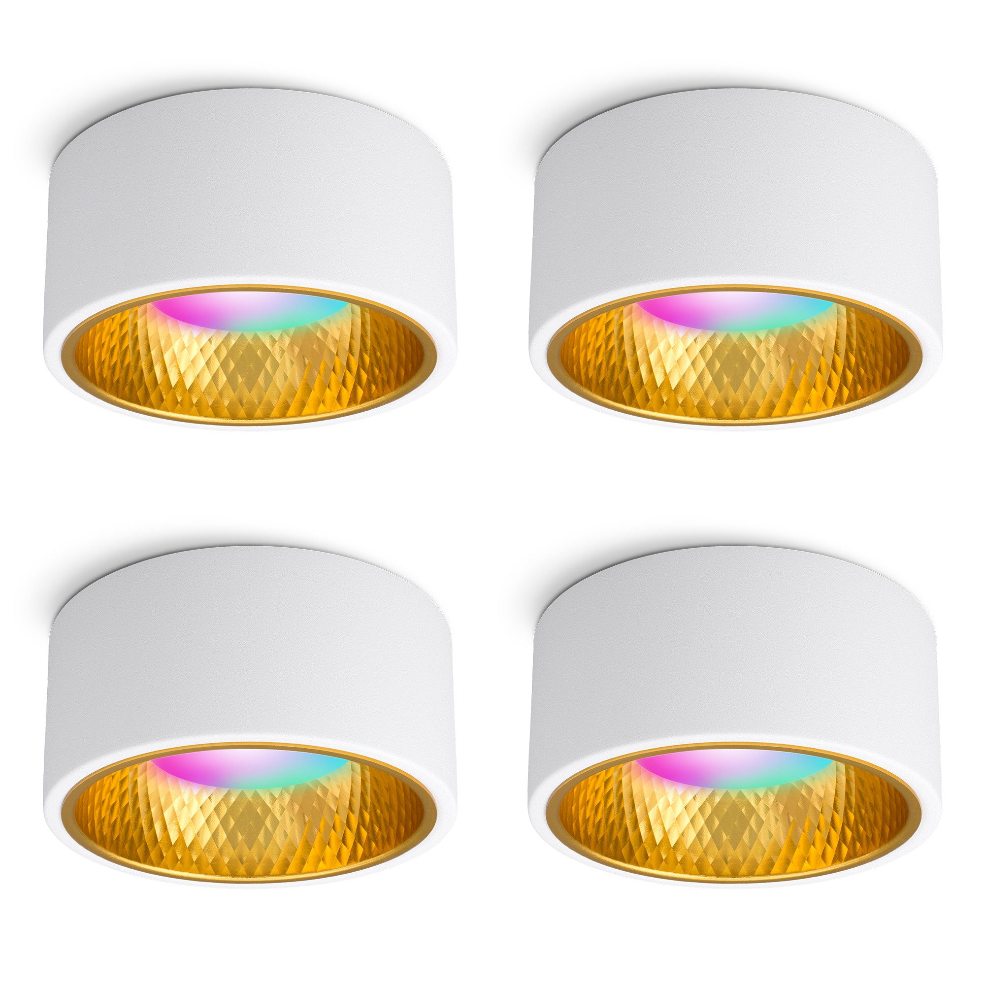 SSC-LUXon LED Aufbaustrahler OLINO Aufbaustrahler weiß gold / silber RGB+W Smart GX53 LED 230V, Smart