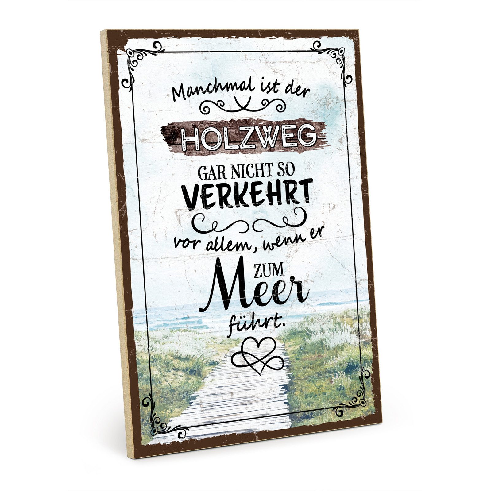 TypeStoff Holzbild Holzschild mit Spruch – Holzweg, Holzweg, Inklusive Aufhänger