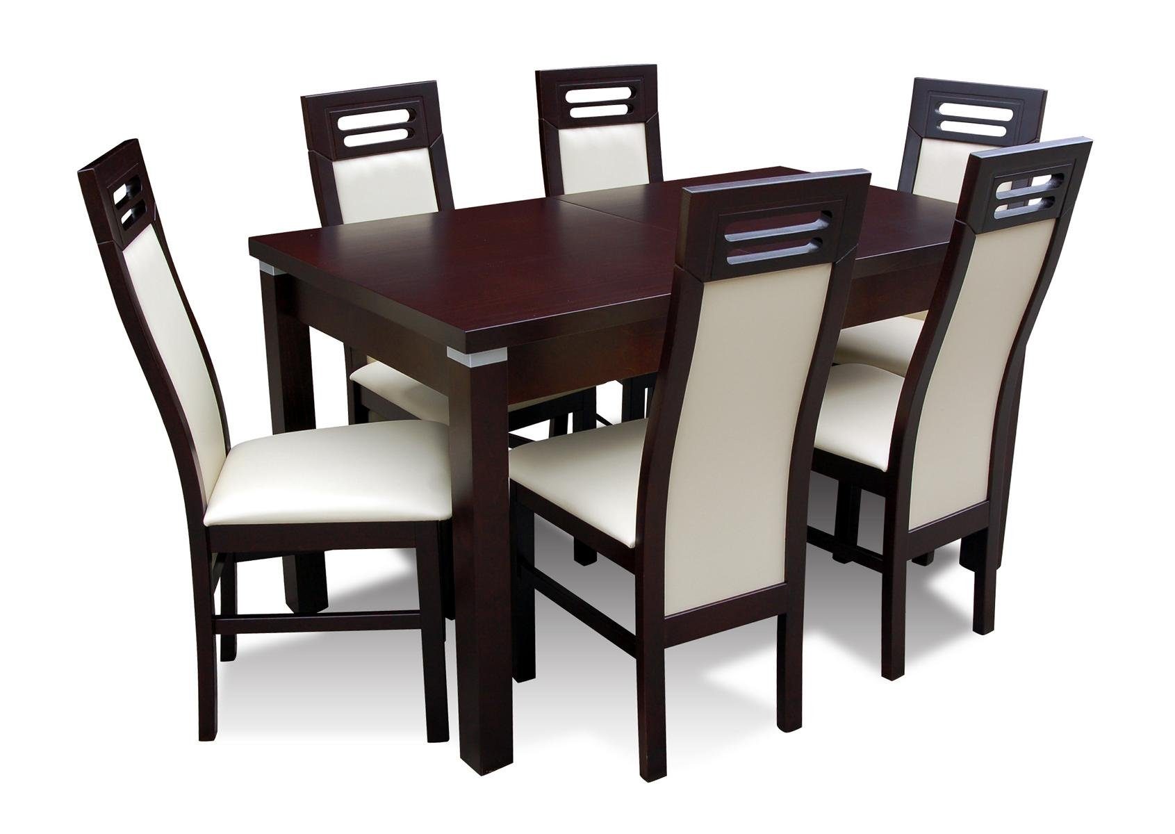 JVmoebel Essgruppe, Holz Designer Ess Tisch + 6 Stühle Set Garnitur Zimmer Gruppe 7 tlg. Tische