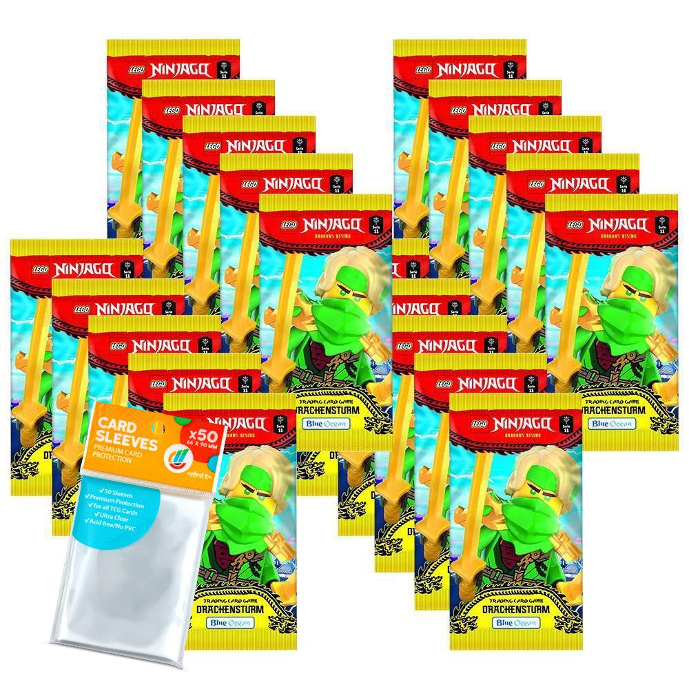 Blue Ocean Sammelkarte LEGO Ninjago Serie 11 Trading Cards - 20 Booster + collect-it Hüllen