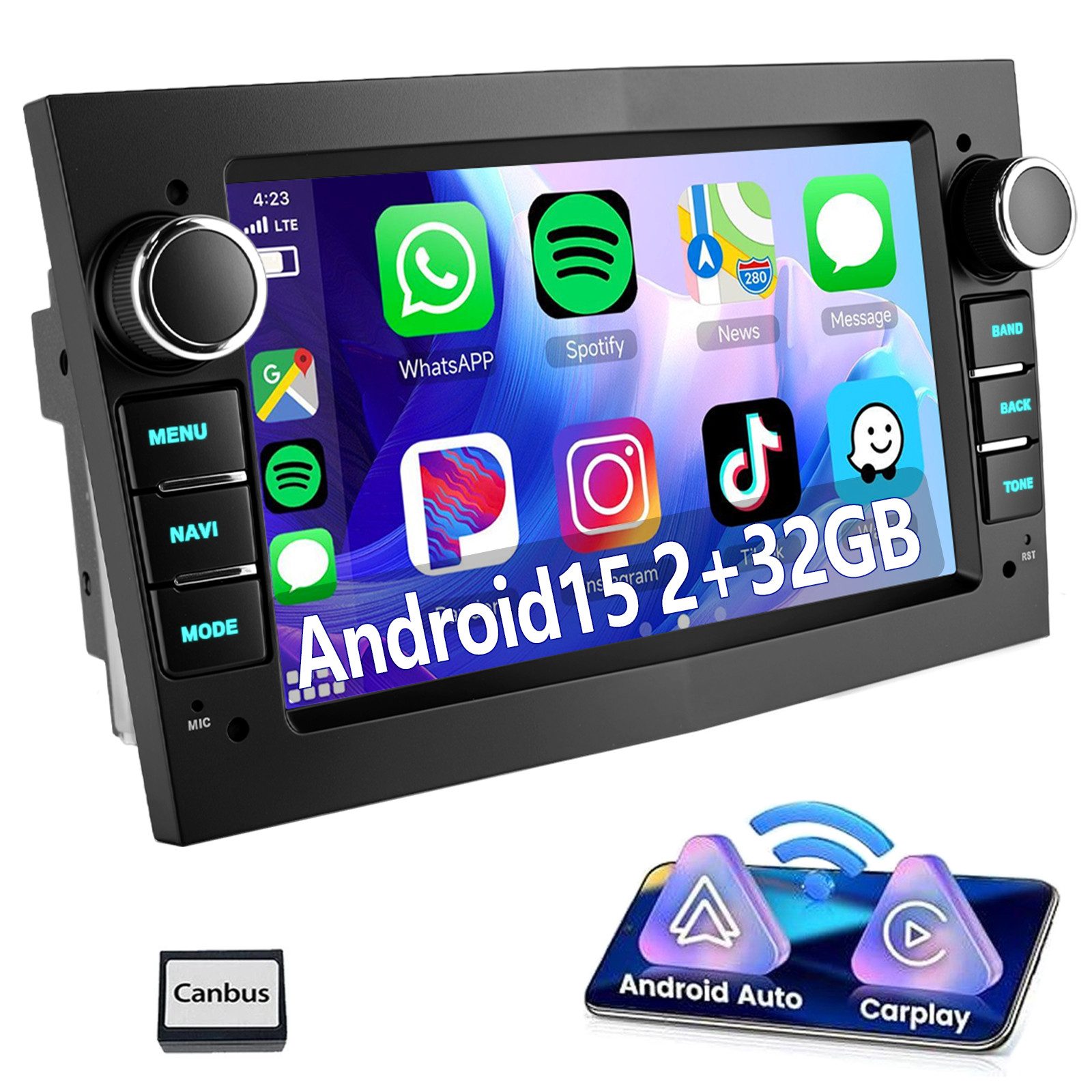 ESSGOO Android 15 Navigationsradio für Opel Corsa Astra Meriva Zafira Vectra Autoradio (RDS, 4+64GB(optional), DAB (optional), FM, DAB+ (optional), SWC, 7" Carplay Android Auto DAB (optional),GPS Navi RDS 4+64GB WIFI)