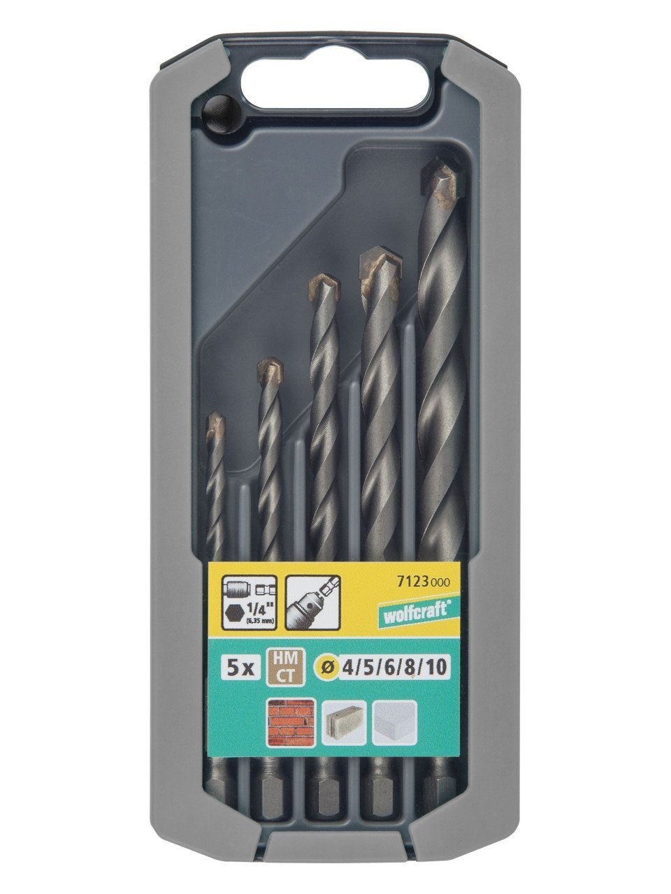 Wolfcraft Betonbohrer Wolfcraft Steinbohrer-Set HM Schaft Ø 4 - 10 mm