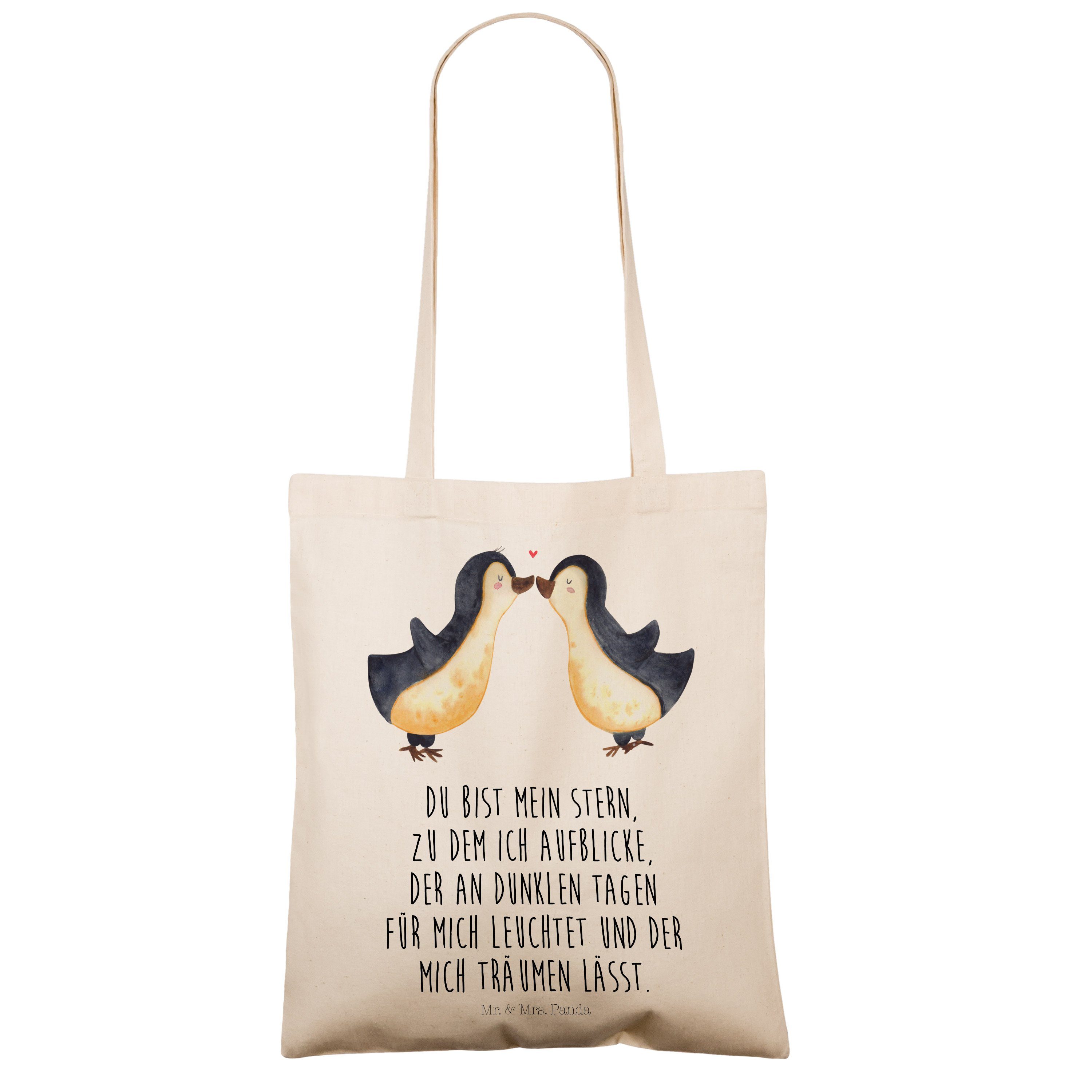 Tragetasche Mr. Liebe - & Freundin, Transparent Pinguin (1-tlg) Geschenk Jahrestag, Geschenk, Panda - Mrs.