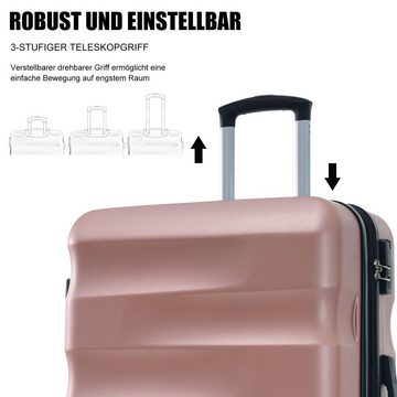 OKWISH Kofferset Trolleyset, 4 Rollen, (Reisekoffer Handgepäck, Rollkoffer), aus hochwertigem PVC-Material