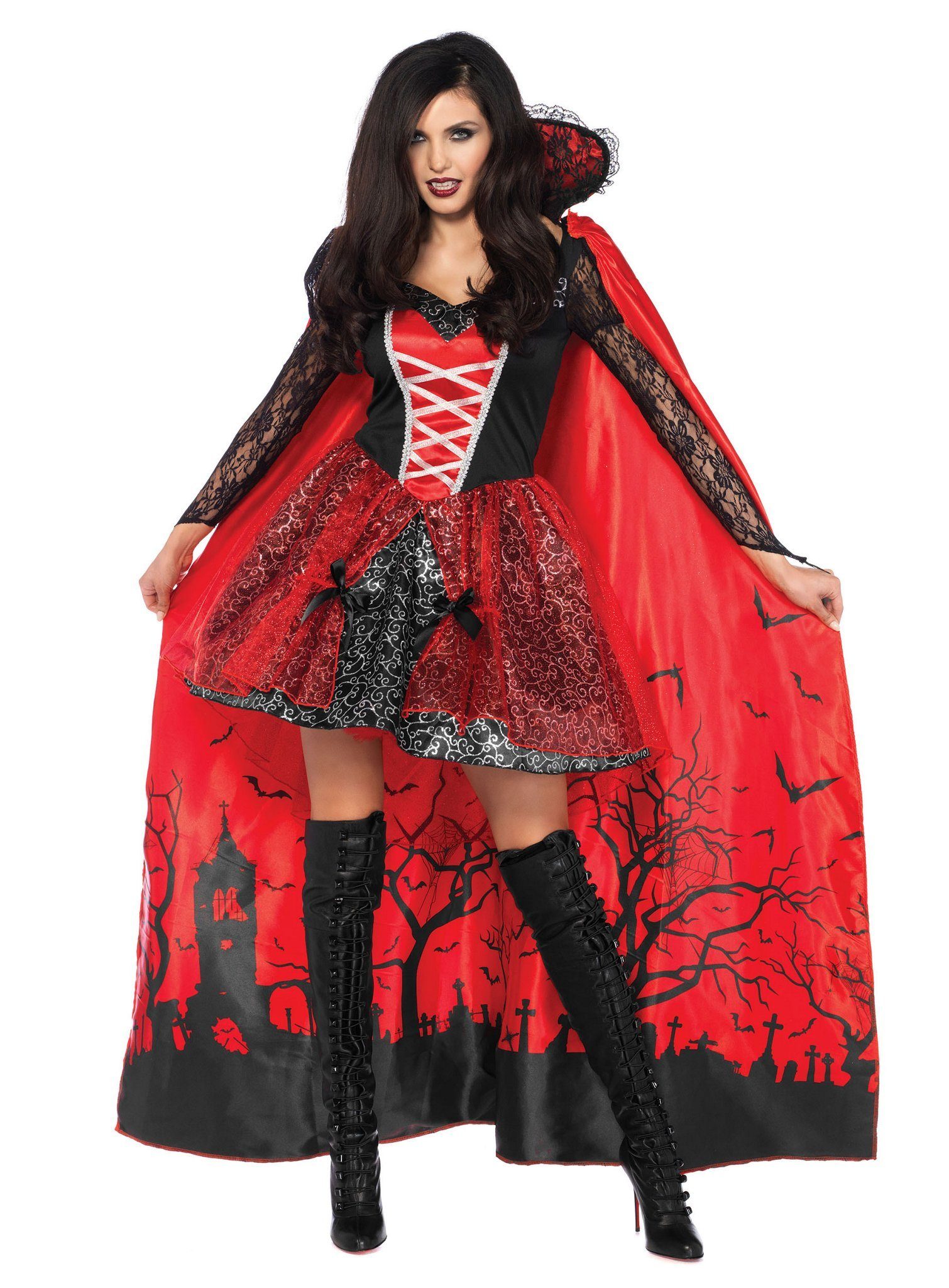 Leg Avenue Kostüm Lady Dracula, Blutrotes Vampir Kostüm für Damen