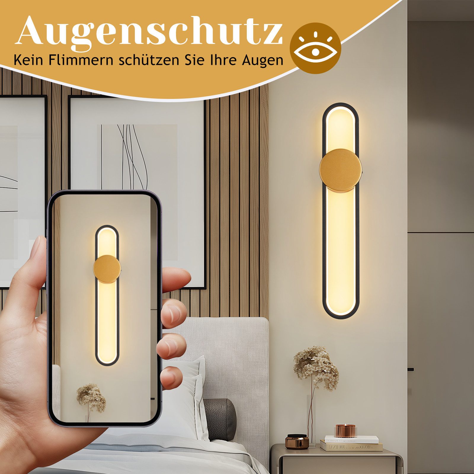 Nettlife LED Wandleuchte Innen Schwarz 12W Treppenhauslampe 60cm Flurlampe günstig online kaufen