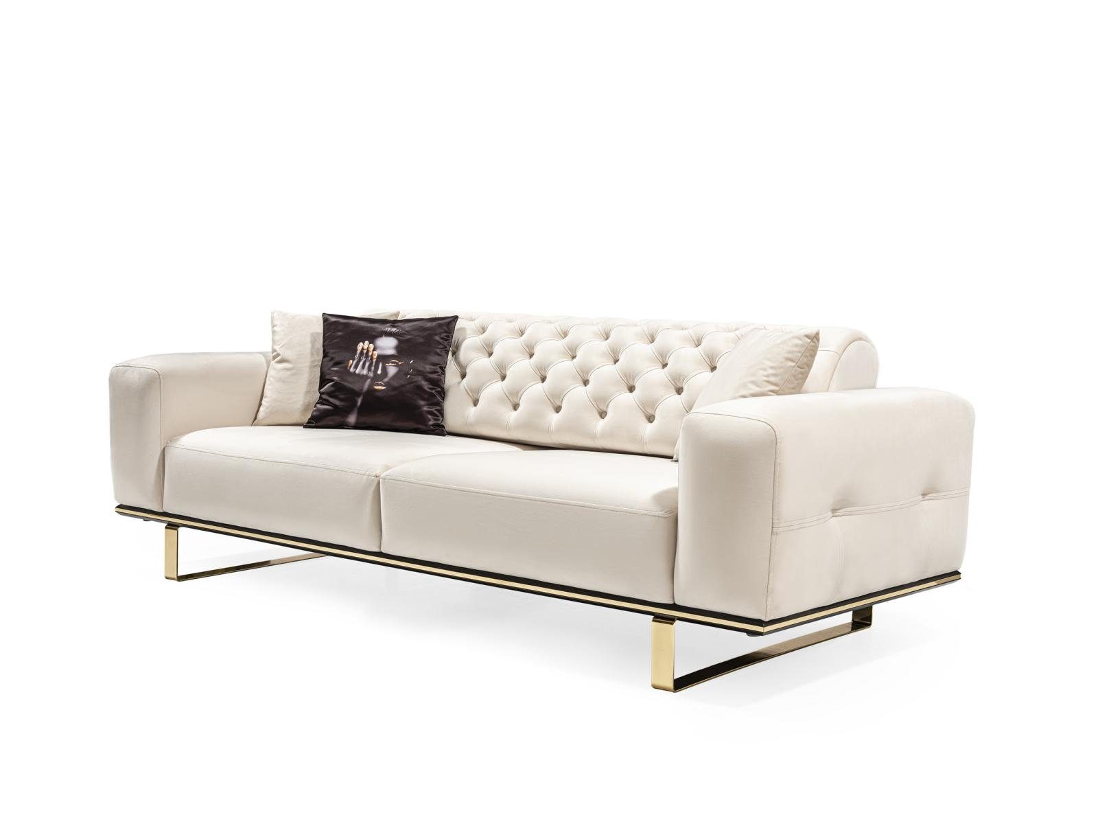 3-Sitzer Elegantes Chesterfield-Sofa mit edler Polsterung und Zierkissen