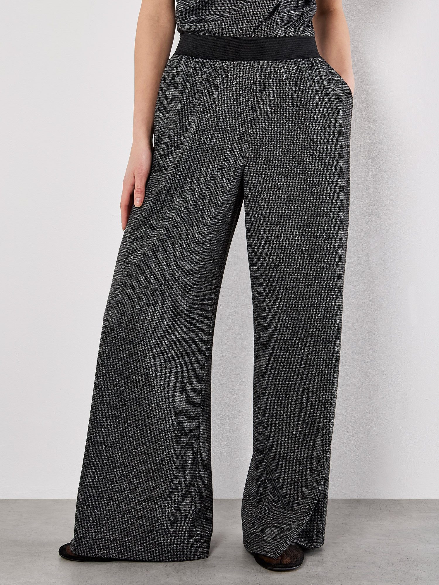 Apricot Strickhose Weite Hose mit Hahnentrittmuster