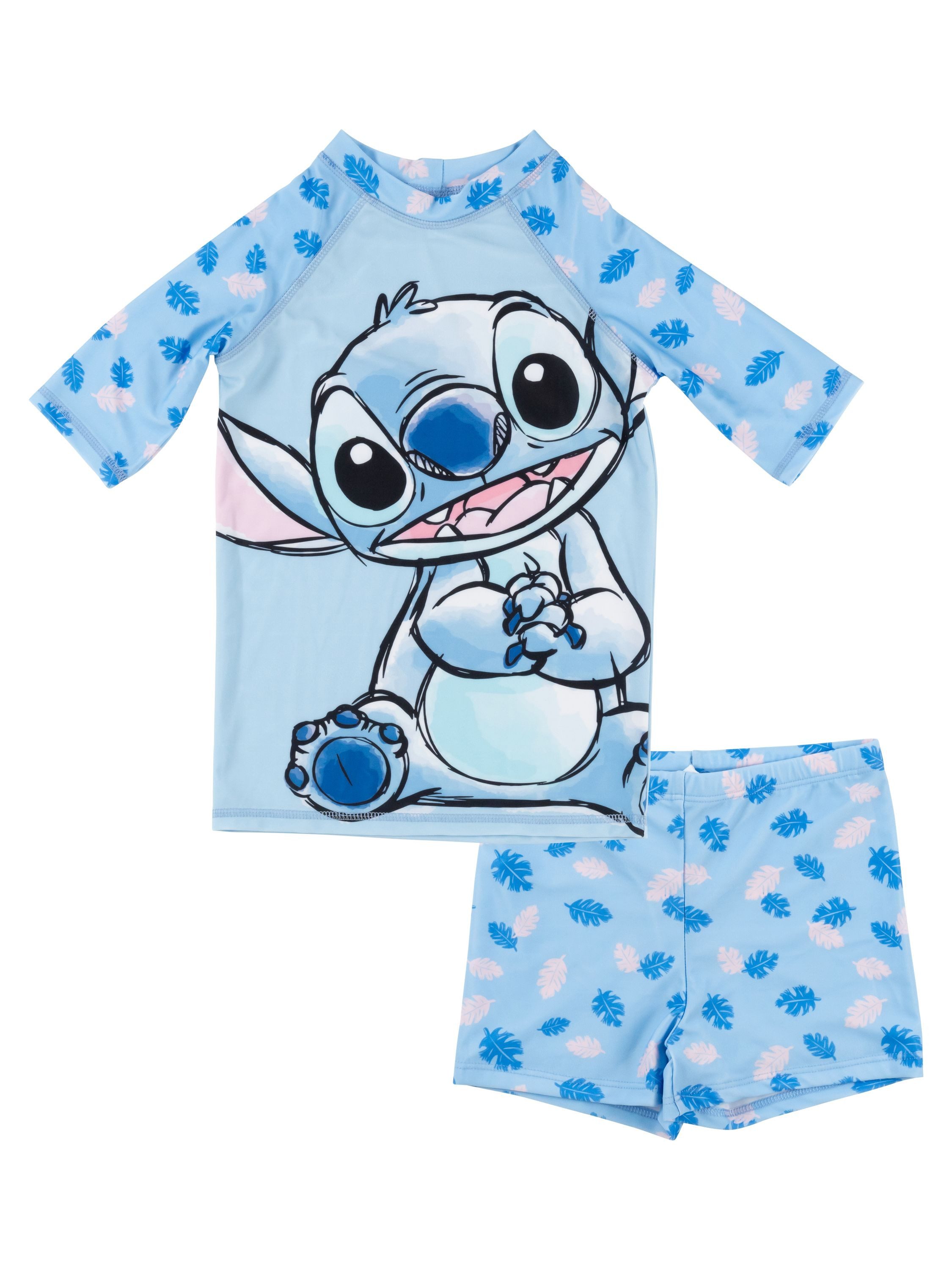 United Labels® Badeanzug Lilo & Stitch Schwimmset UV-Schutz 30 Badeanzug Shirt Hose Zweiteiler