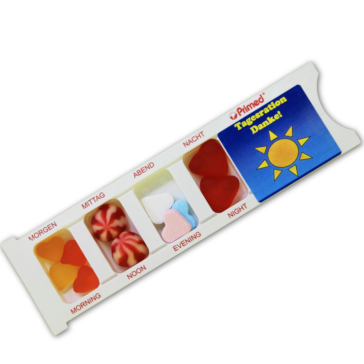 Fruchtgummi Bären & Co. Süßigkeit, Tablettenbox Danke gefüllt mit Fruchtgummi Scherzartikel 25g