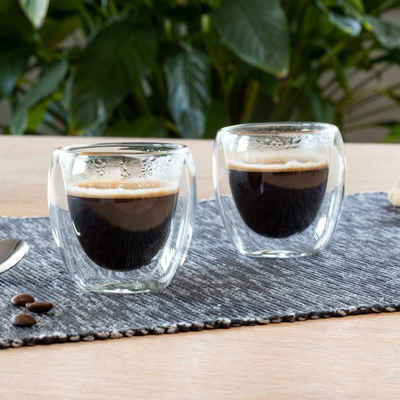 Gravidus Espressoglas 2er Set Espresso Glas Doppelwandig 80ml