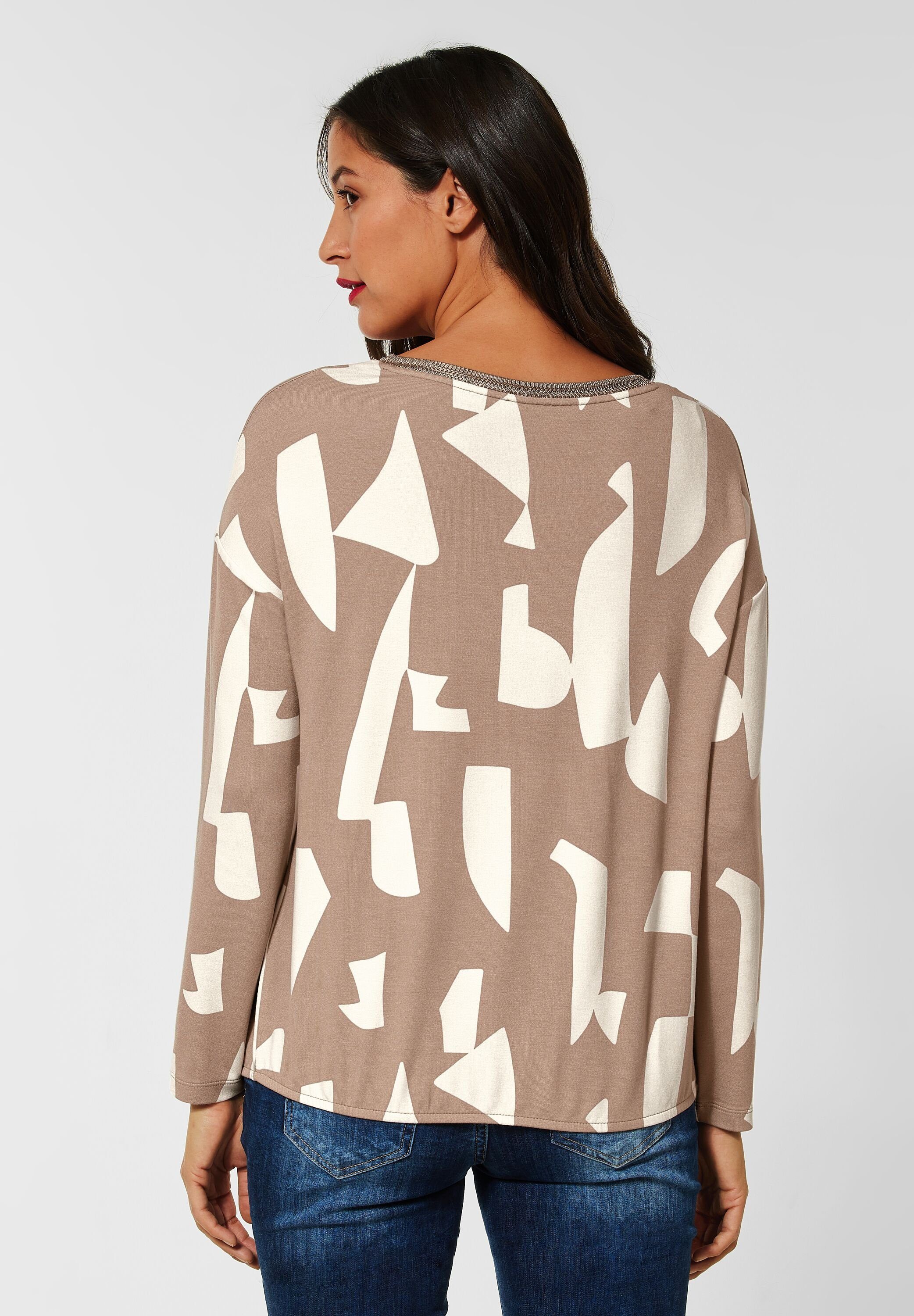 Print Longsleeve buff STREET mit ONE Langarmshirt sand