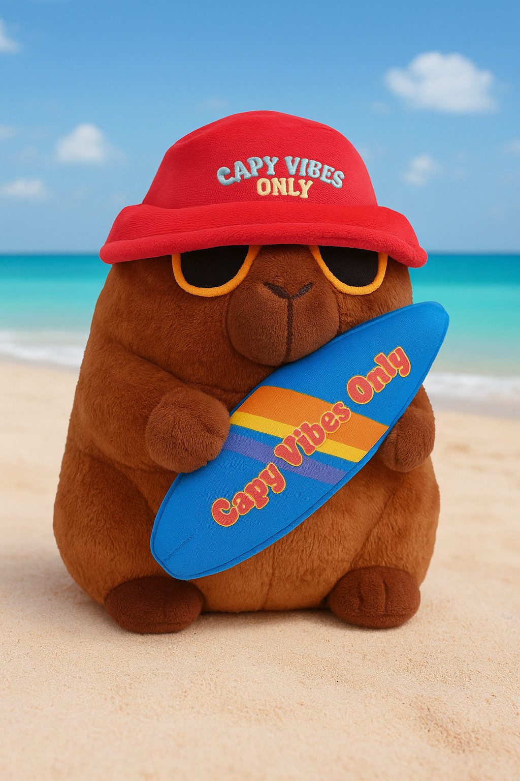 soma Kuscheltier Capybara Plüschtier 25 cm mit Surfbrett Spruch Capy Vibes günstig online kaufen