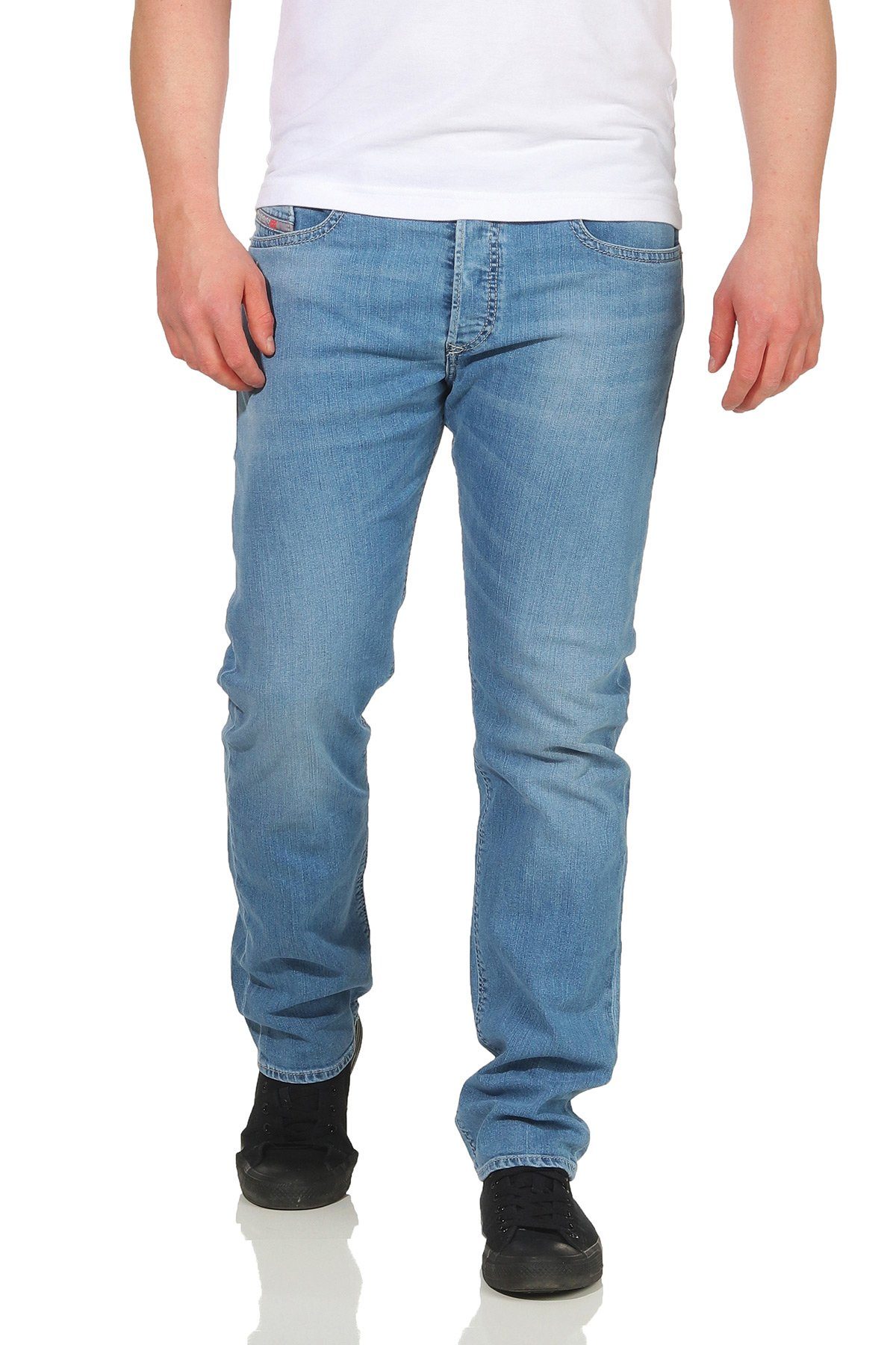 Diesel Regular-fit-Jeans Diesel Herren Jeans Tapered, Stretch, Used-Look 5-Pocket-Style, 084QN Buster Hellblau