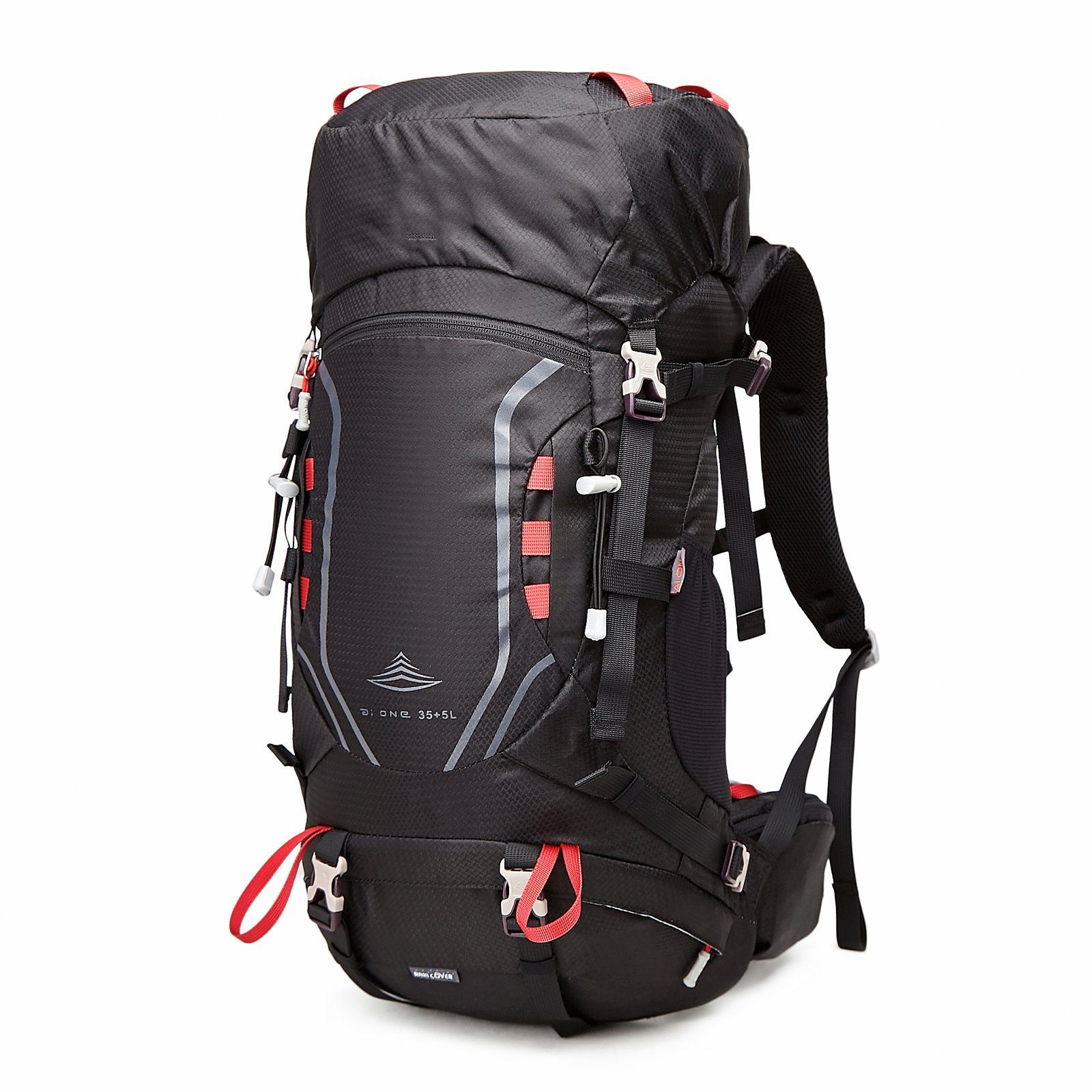 TAN.TOMI Wanderrucksack 35L (30L+5L) Großer Wanderrucksack mit Rückenbelüftung (Einschließlich Regenschutz), mit Regenschutz für Outdoor Reisen Camping Trekking Schwarz