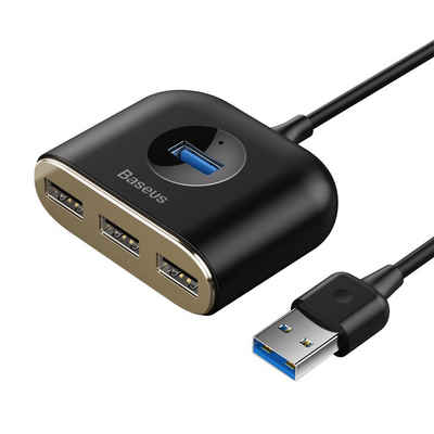 Baseus USB-Verteiler Square Rund 4 in 1 USB HUB Adapter Ladegerät 1m Schwarz