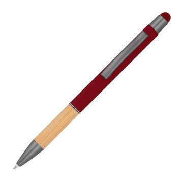 Livepac Office Kugelschreiber Touchpen Kugelschreiber mit Griffzone aus Bambus / Farbe: bordaux