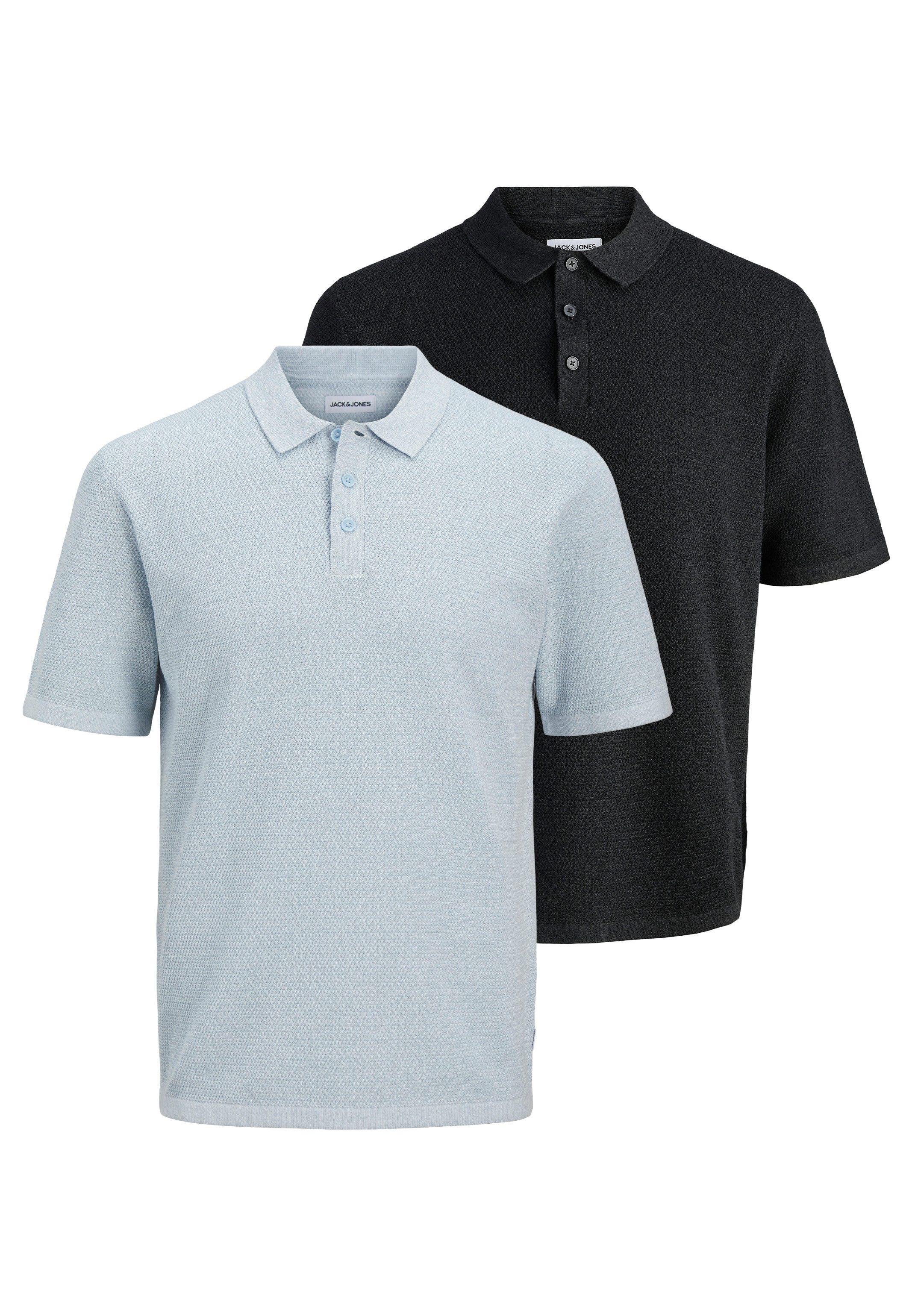 Jack & Jones Poloshirt 2er Pack George (Spar-Set, 2-tlg) Poloshirt - Baumwolle - Atmungsaktiv - Weicher Baumwoll-Flachstrick