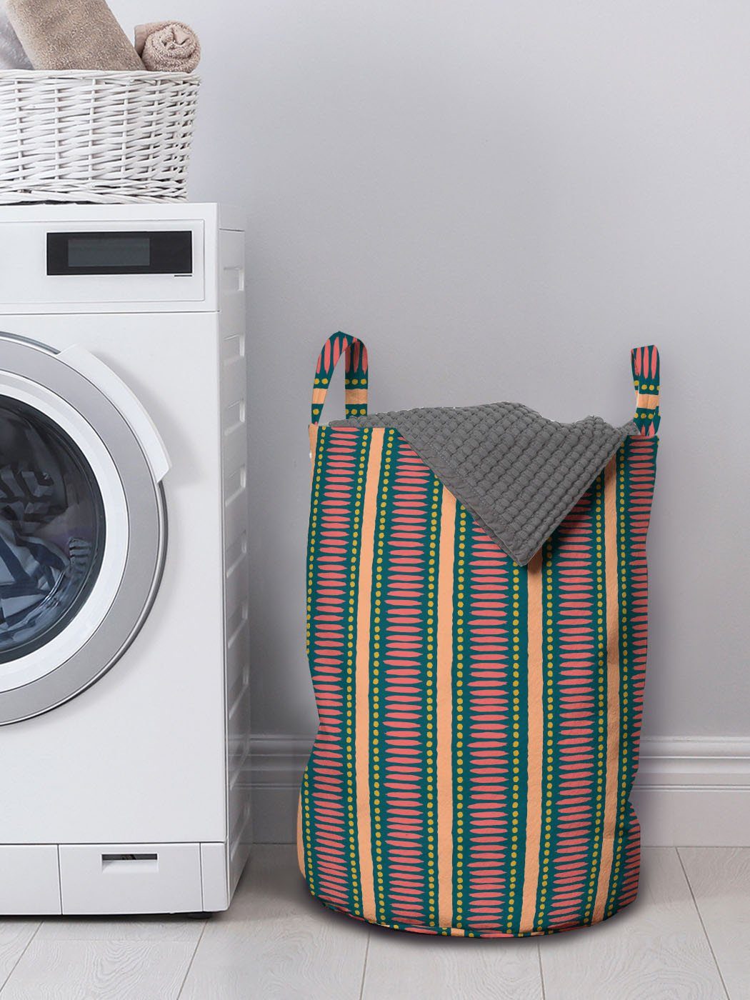 Abakuhaus Wäschesäckchen Wäschekorb mit für Stroke-Effekt Geometrisch Griffen Waschsalons, Kordelzugverschluss Brush