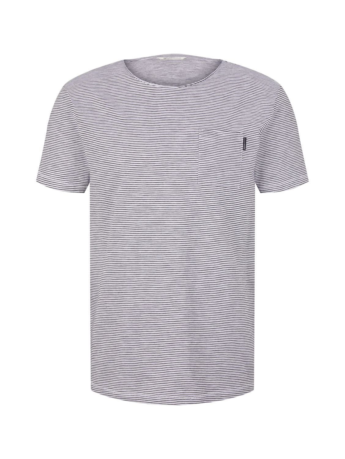 TOM TAILOR Denim T-Shirt STRIPE (1-tlg) aus Baumwolle Black White yd Stripe 16388