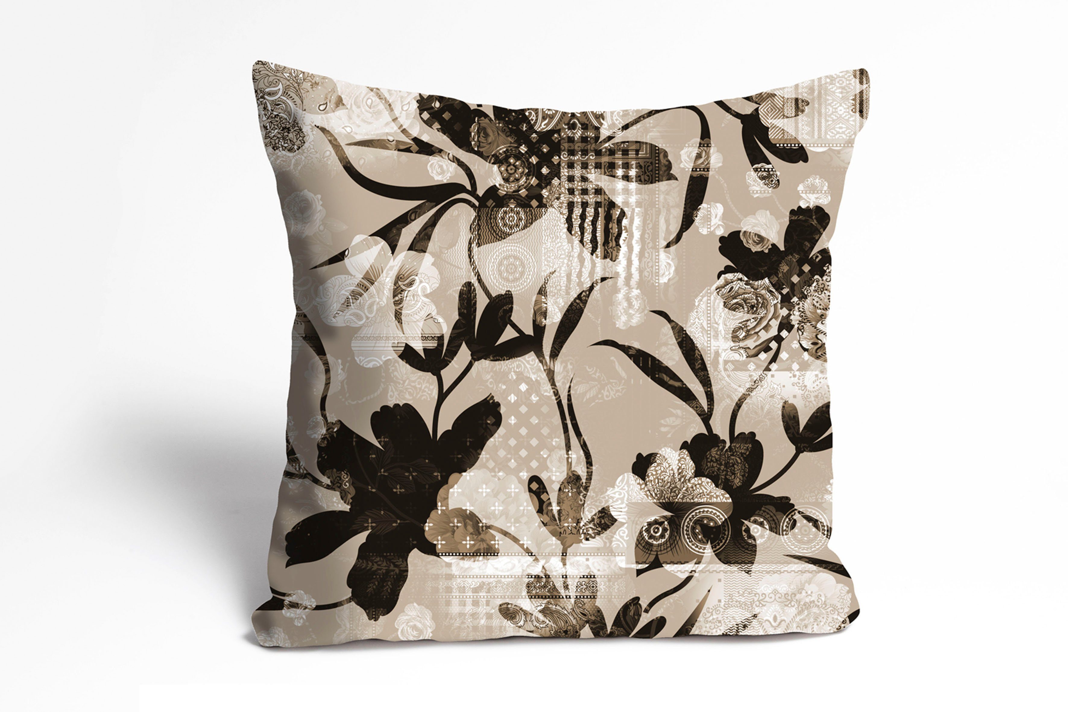 queence Dekokissen Fausto, Kissenhülle,Blumenmuster,Beige,Zart,Elegant,Vint günstig online kaufen