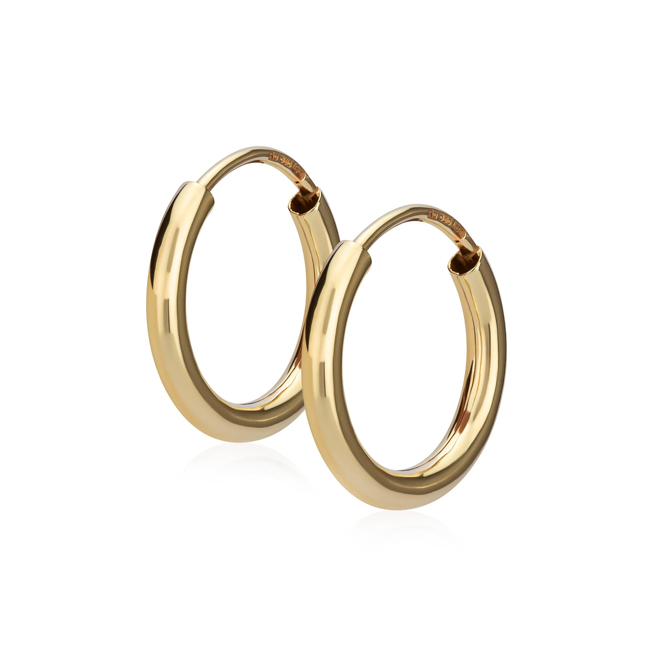NKlaus Paar Creolen Paar 585 Gelbgold Creolen Ohrringen Ohrschmuck 1,8