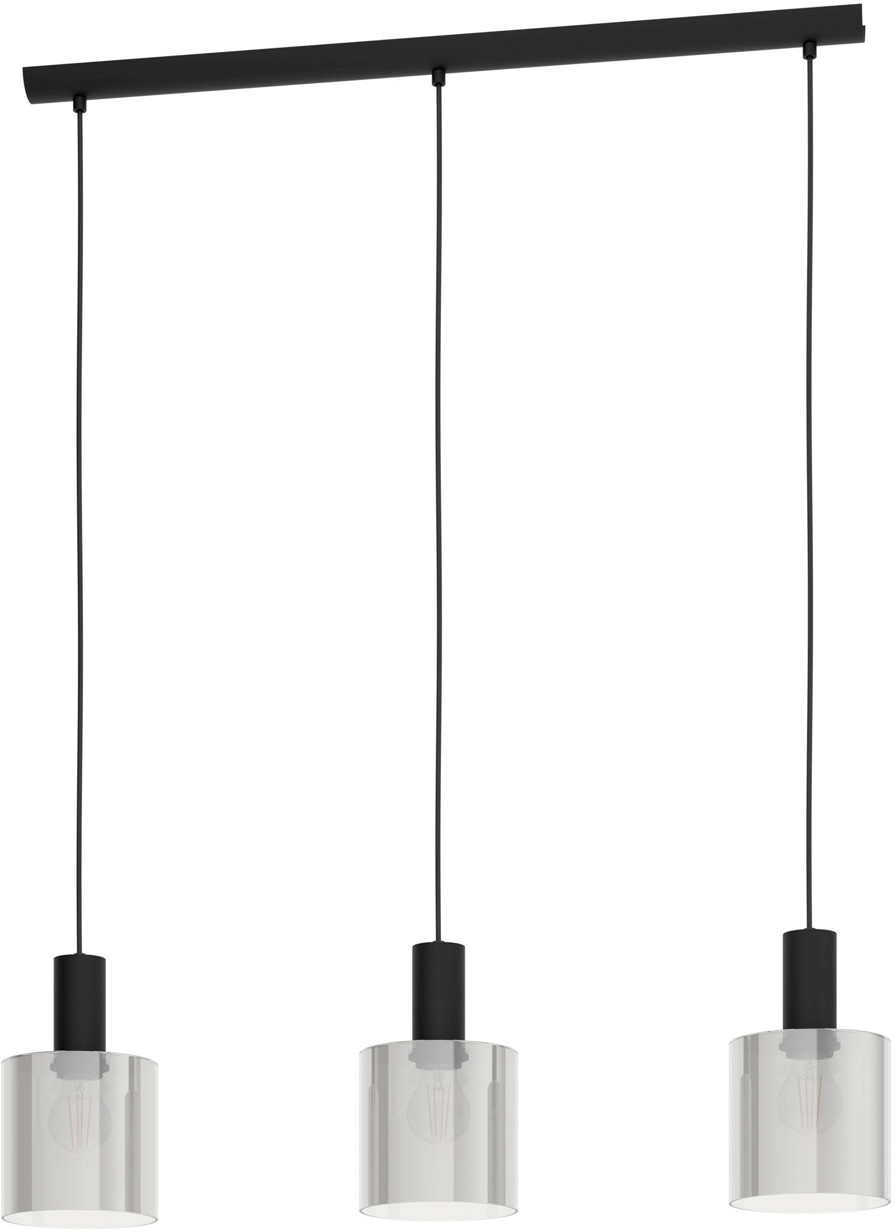 EGLO Hängeleuchte GOROSIBA Pendellampe - Stahl - E27 - 3X40W - IP20, ohne Leuchtmittel, Hängelampe, Deckenlampe, Wohnzimmer, Esszimmer, L85 x B15 x H110 cm