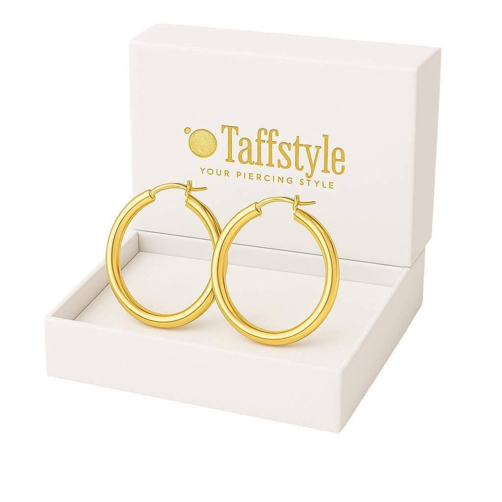 Taffstyle Paar Creolen Stylische Ohrringe 925 Sterling Silber Damen Ohrschmuck (Elegante 925 Silber Ohrringe für Frauen - Geschenk zum Geburtstag, Weihnachten,  – Bild 3 von 5