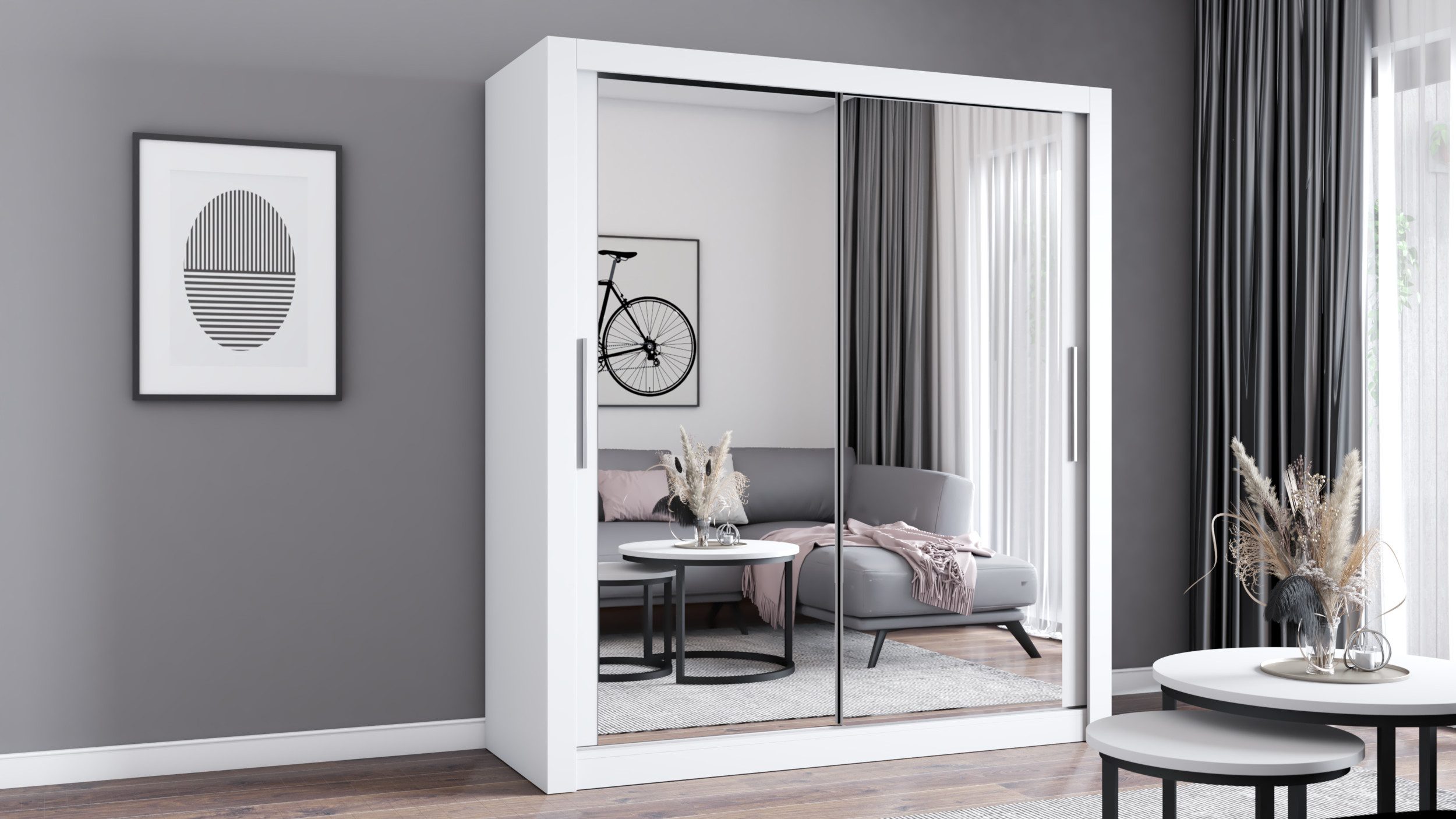 MOEBLO Spiegelschrank MILKO (Schwebetürenschrank 2-3 türig günstig online kaufen