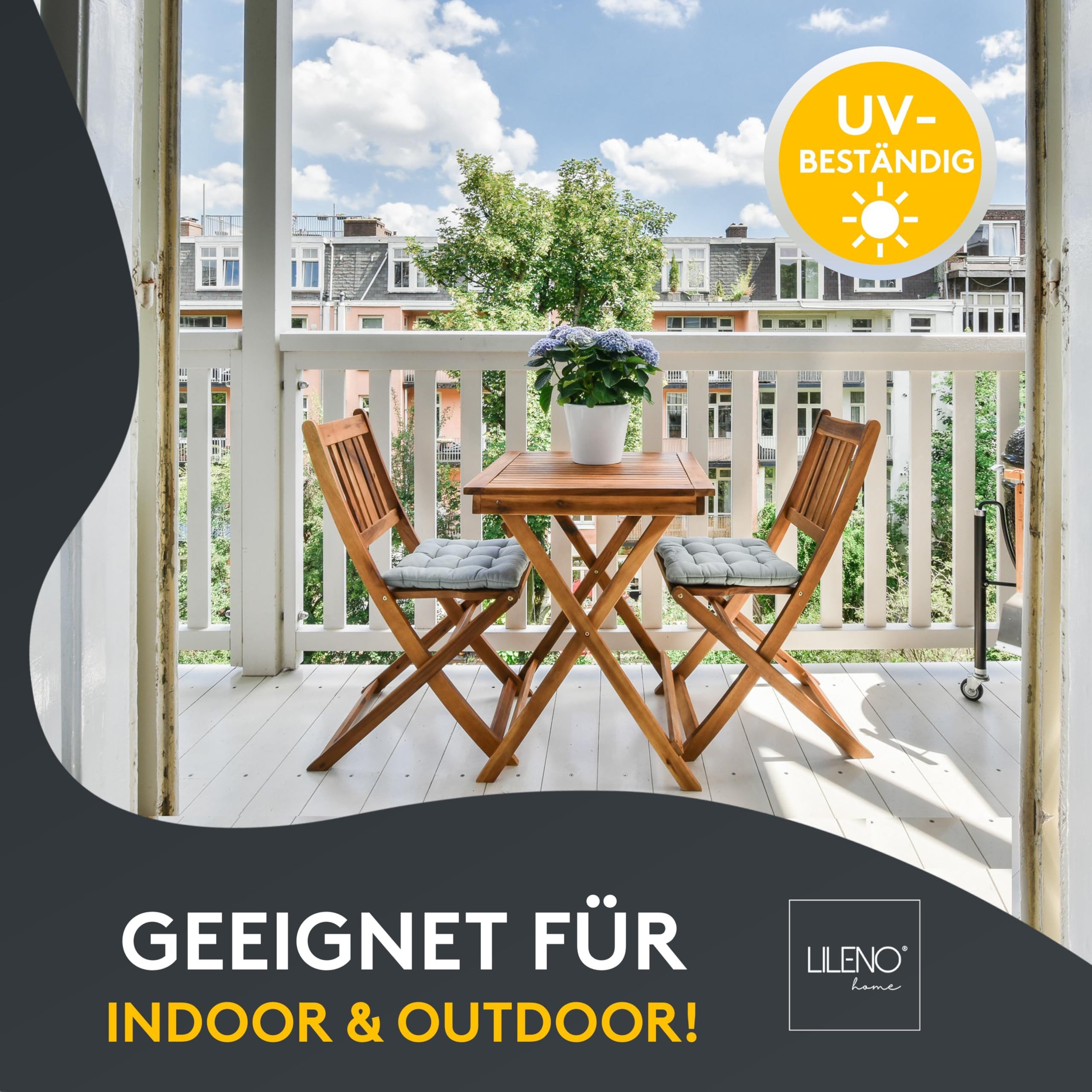 LILENO HOME Stuhlkissen Sitzkissen für Gartenstuhl, Küchenstuhl oder Esszimmerstuhl 40x40x6 cm, Bequeme Indoor u. Outdoor Stuhlauflage als Stuhl Kissen Weinrot