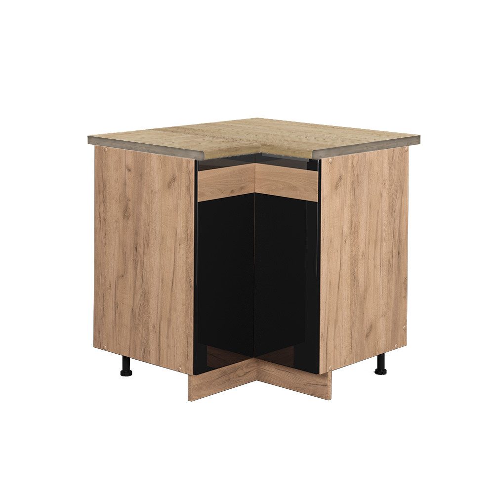 Vicco Eckunterschrank Fame-Line, Schwarz Eiche hochglanz/Goldkraft günstig online kaufen