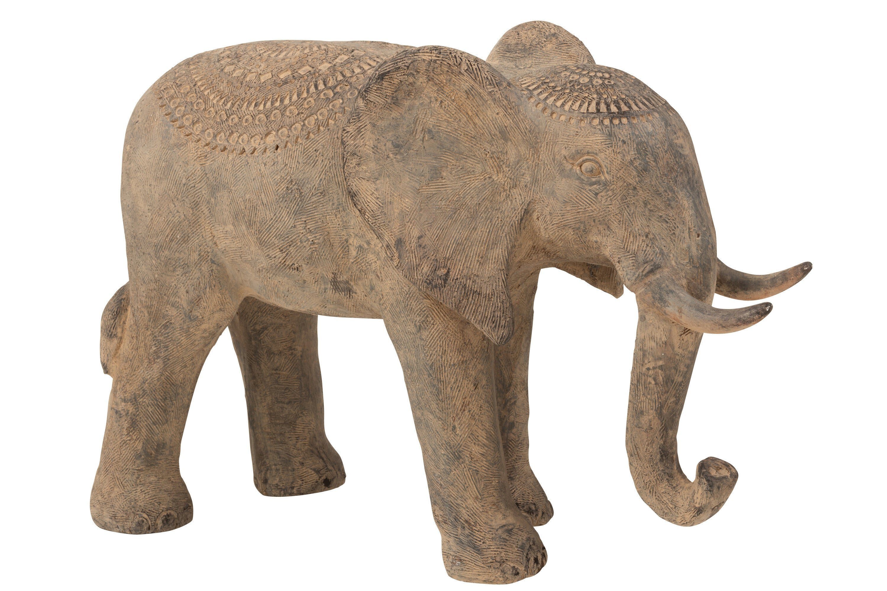 GILDE Ihren Majestätische Dekoobjekt Elefant aus für Beige Auße Eleganz Magnesia/Ton in