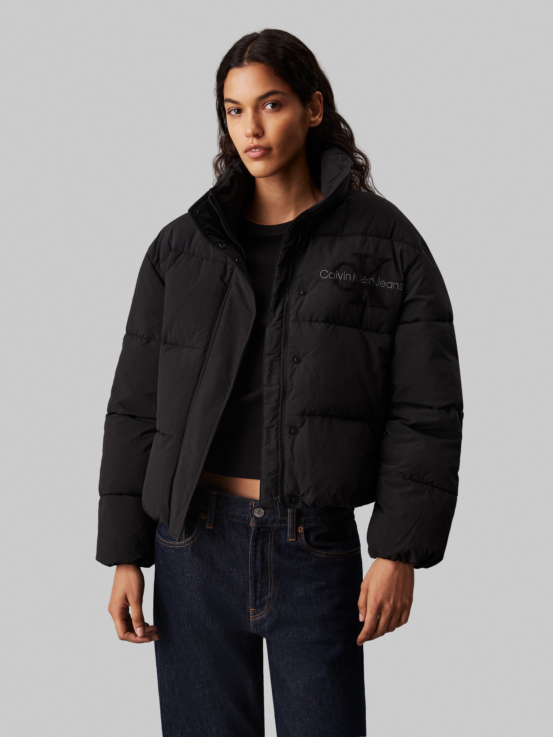 Calvin Klein Jeans Outdoorjacke CHENILLE MONOLOGO PUFFER mit Logostickerei