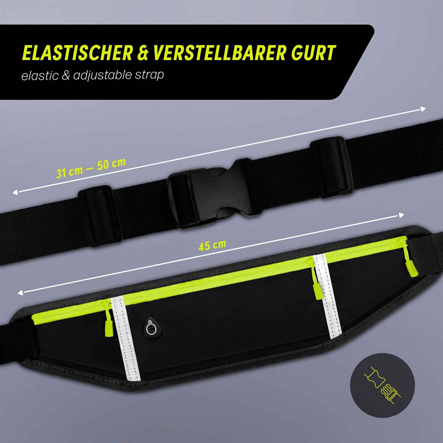 ONEFLOW Laufgürtel für OnePlus Nord CE 5G Lauftasche ActivePro Belt Schwarz Sport Handytasche zum Joggen Damen Herren Bauchtasche Handy Running