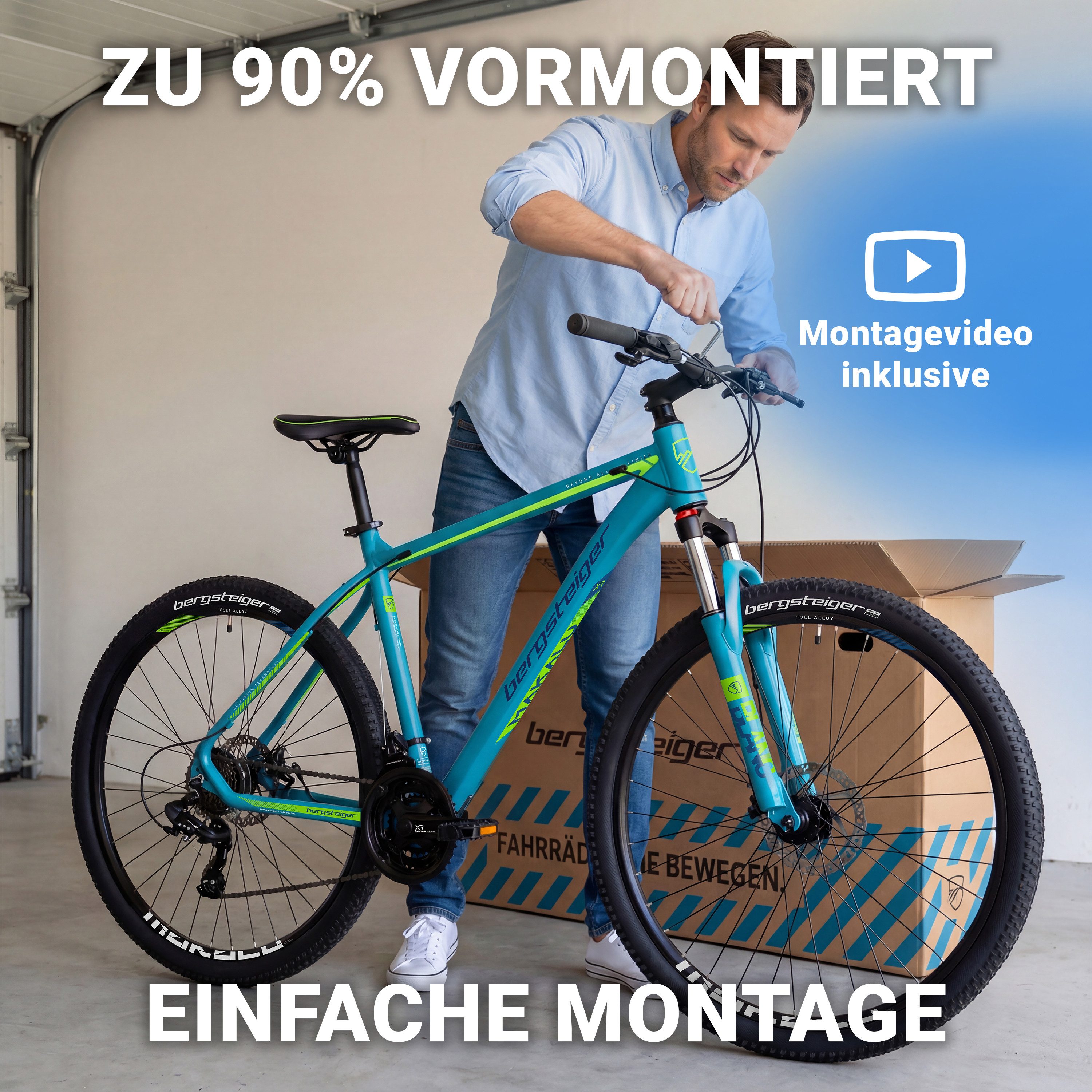 bergsteiger Mountainbike Makalu 26, 29 Zoll Mountainbike Alu, geeignet ab 150 cm, Damen, Herren, 21 Gang Shimano Tourney RD-TY300 Schaltwerk, Kettenschaltung, S – Bild 5 von 5