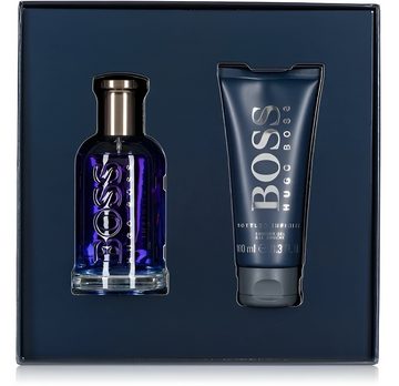 HUGO Eau de Parfum Hugo BOSS Bottled Parfum 50 ml Infinite Kulturbeutel Geschenkset, 4-tlg., Geschenk Verpackung exklusives Design, Kosmetiktasche, Handtasche