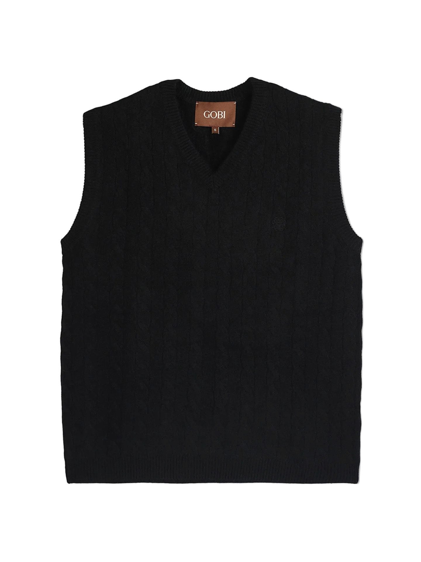 GOBI Cashmere Strickweste Kaschmir-Weste mit Zopfmuster und V-Ausschnitt