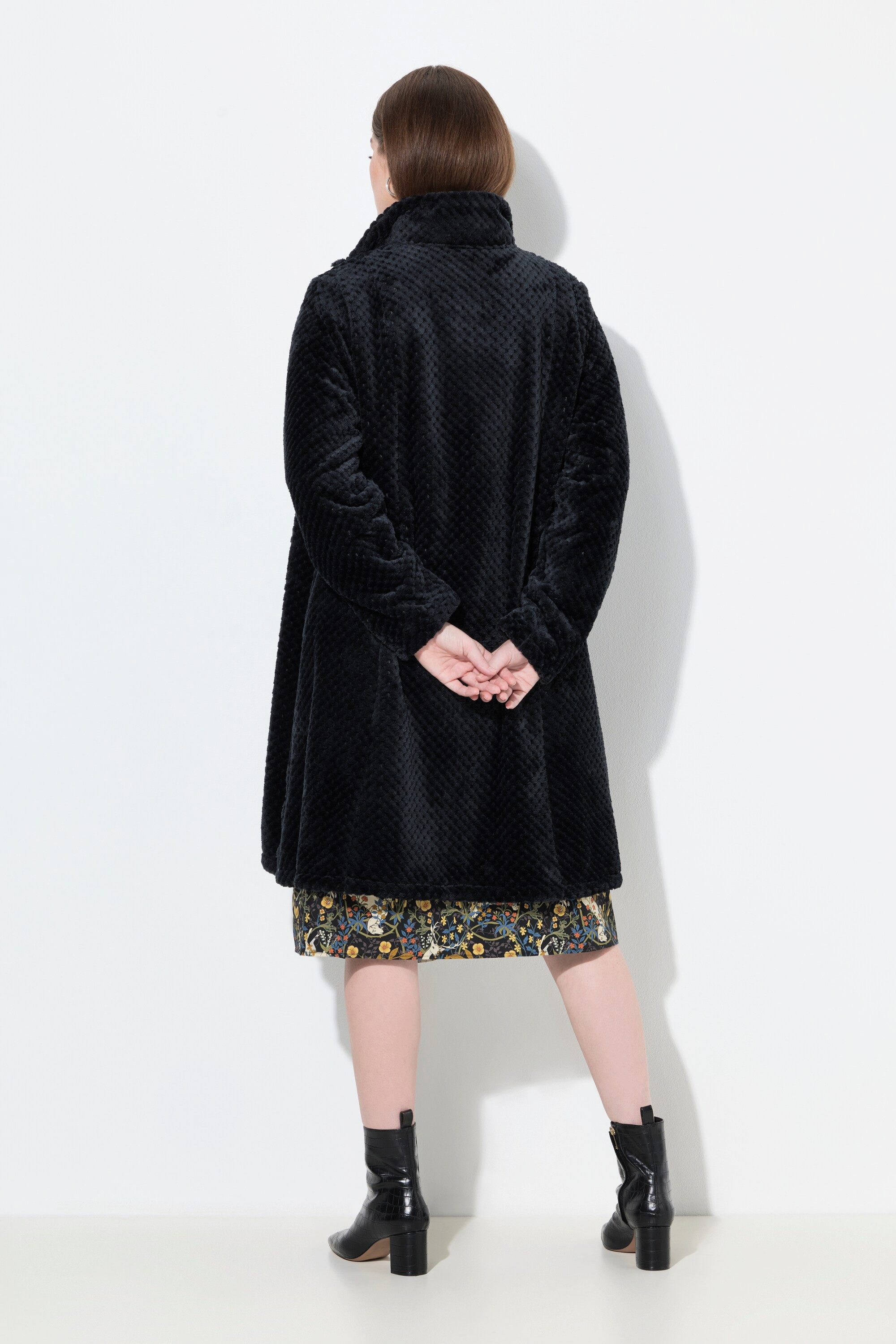 Ulla Popken Sommerjacke Kuscheljacke Stehkragen A-Linie Langarm