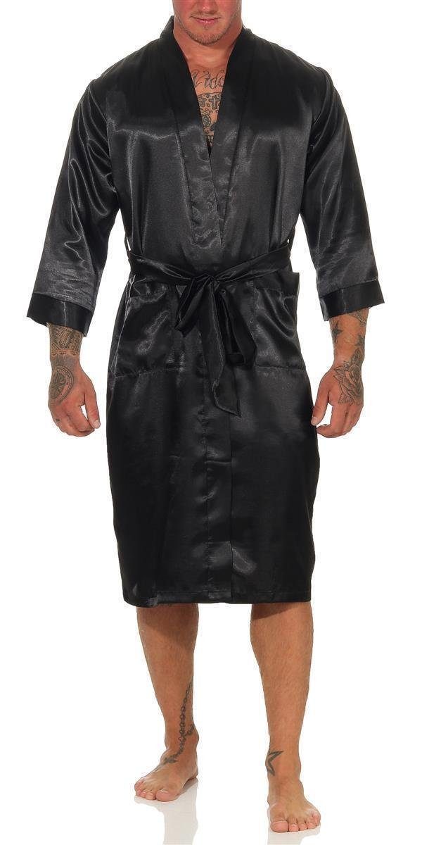 EloModa Morgenmantel Herren Morgenmantel Robe Bathrobe Bademantel Satin, wadenlang, Polyester