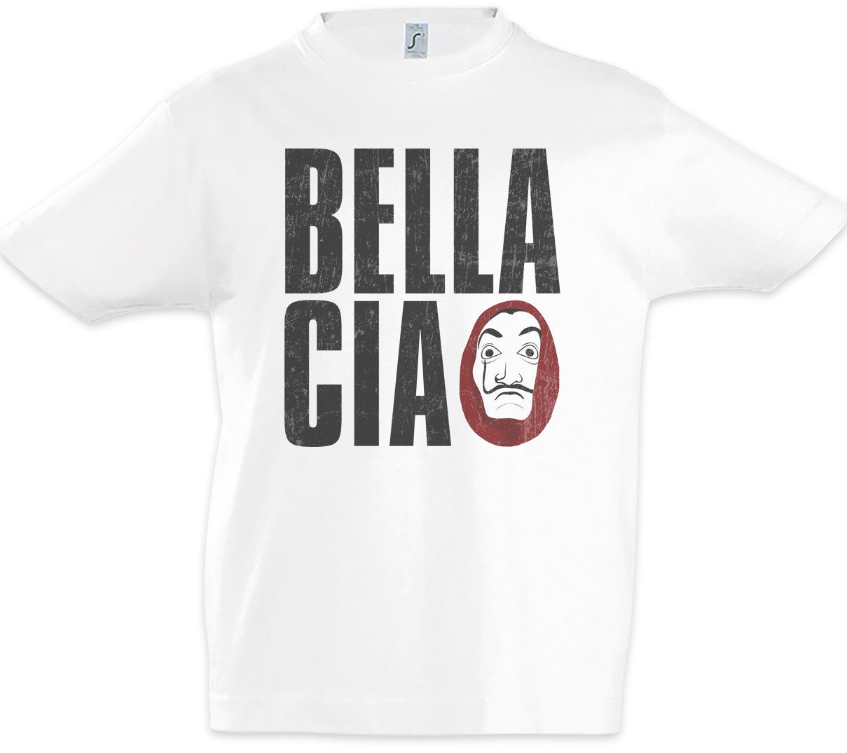 Print-Shirt Bella Ciao II Kinder T-Shirt Bank Money Cash Überfall Professor Casa