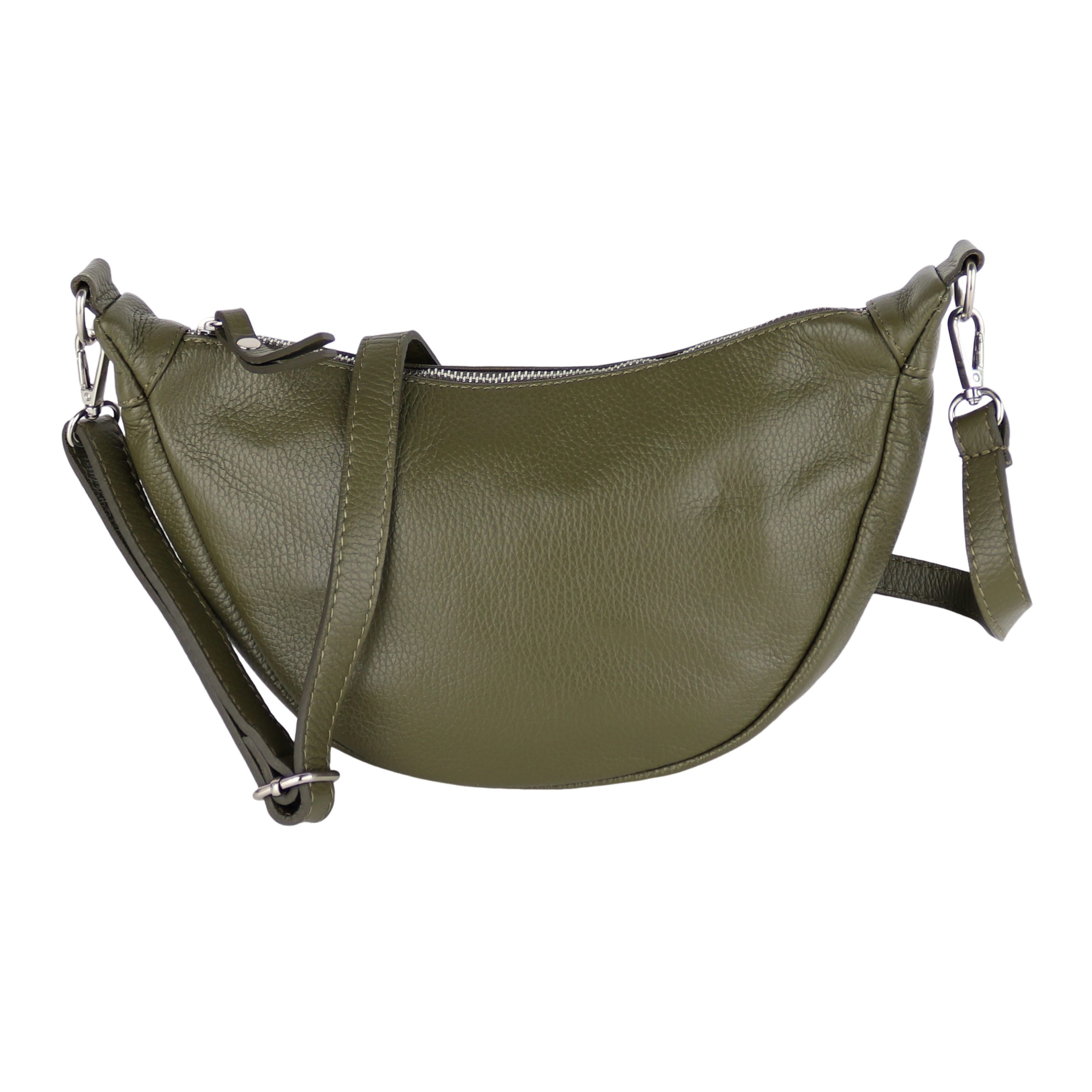 Schultertasche Damen Runde aus Echtleder, Made in Italy, Brusttasche,Umhängetasche