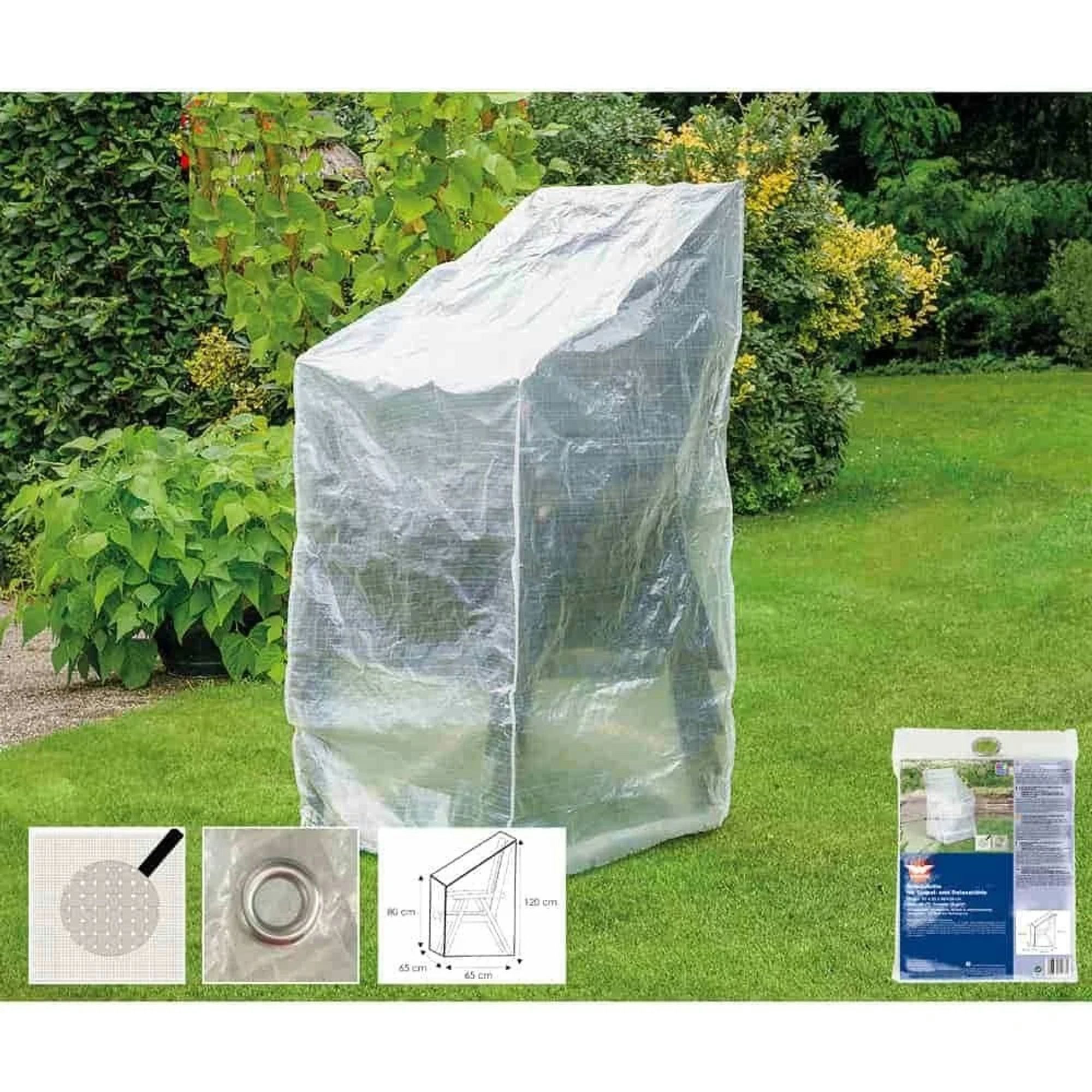 Boni-Shop Gartenmöbel-Schutzhülle Schutzhülle transparent verstellbarer Stuhl,ca.65x65x120/80
